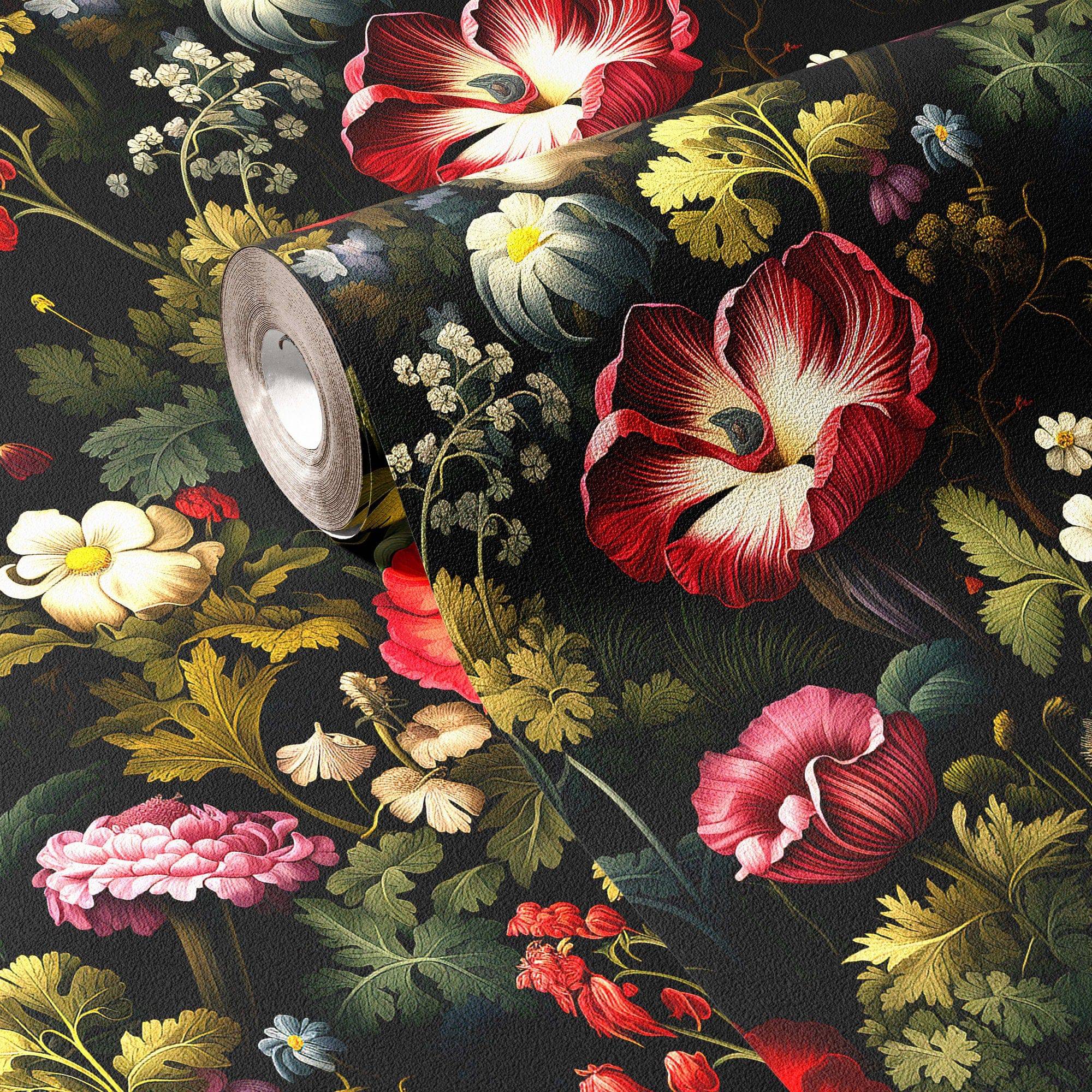 Floral Wallpaper Dark Flower Luxury Wall Decor