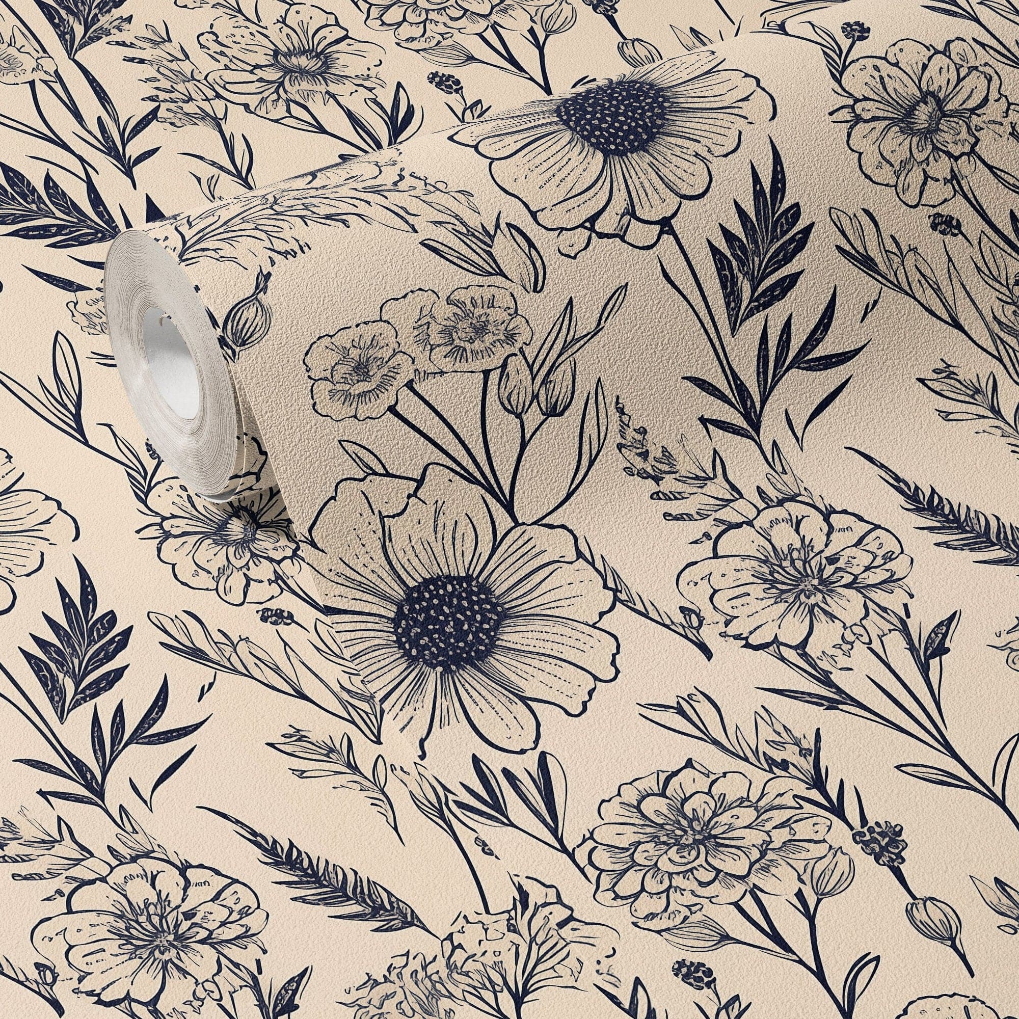 Vintage Wallpaper Cream Floral Luxury Wall Decor