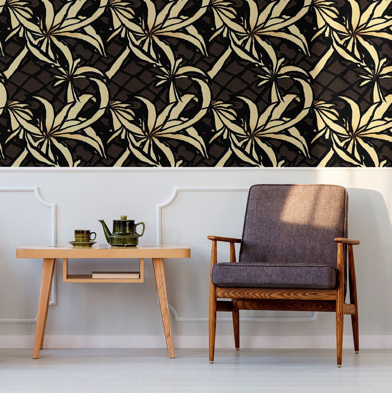 Funky Wallpaper Dark Hawaiian Floral Wall Decor