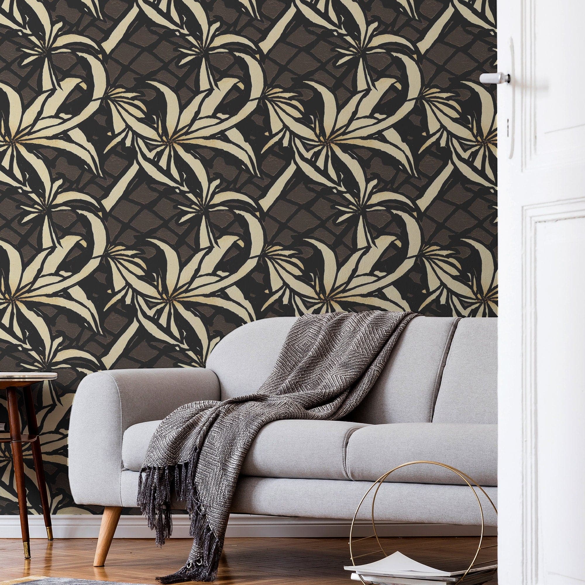 Funky Wallpaper Dark Hawaiian Floral Wall Decor