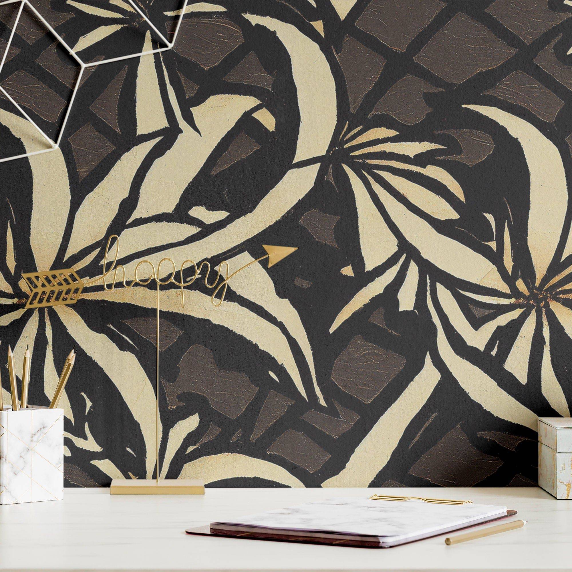 Funky Wallpaper Dark Hawaiian Floral Wall Decor