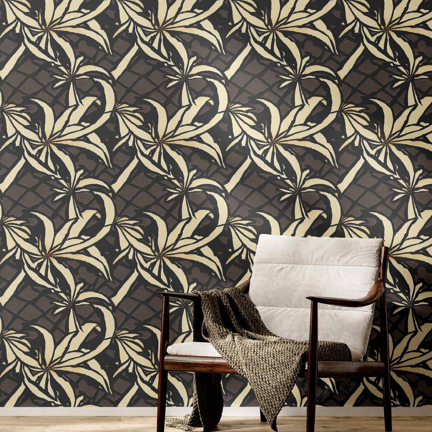 Funky Wallpaper Dark Hawaiian Floral Wall Decor