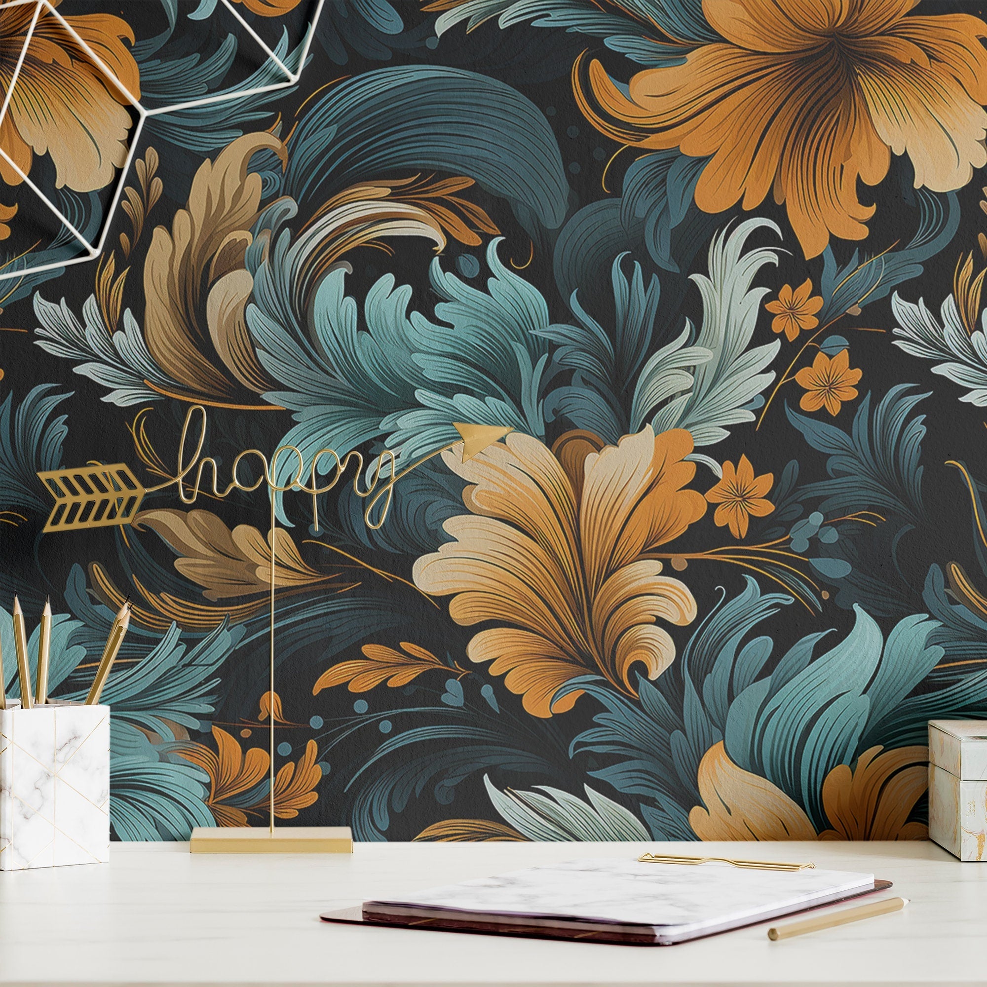 Art Nouveau Wallpaper Dark Luxury Wall Decor