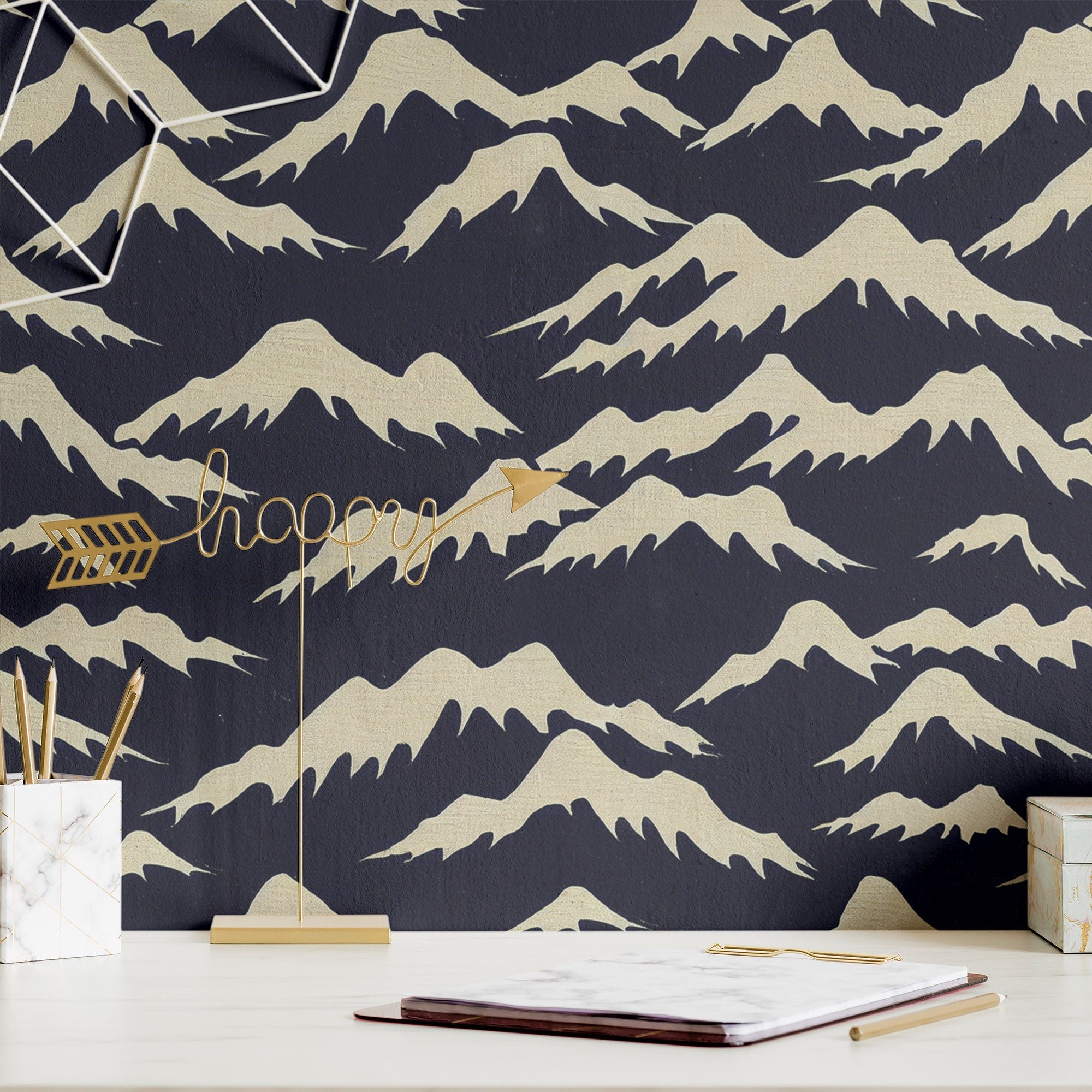 Chinoiserie Wallpaper Vintage Mountain Wall Decor