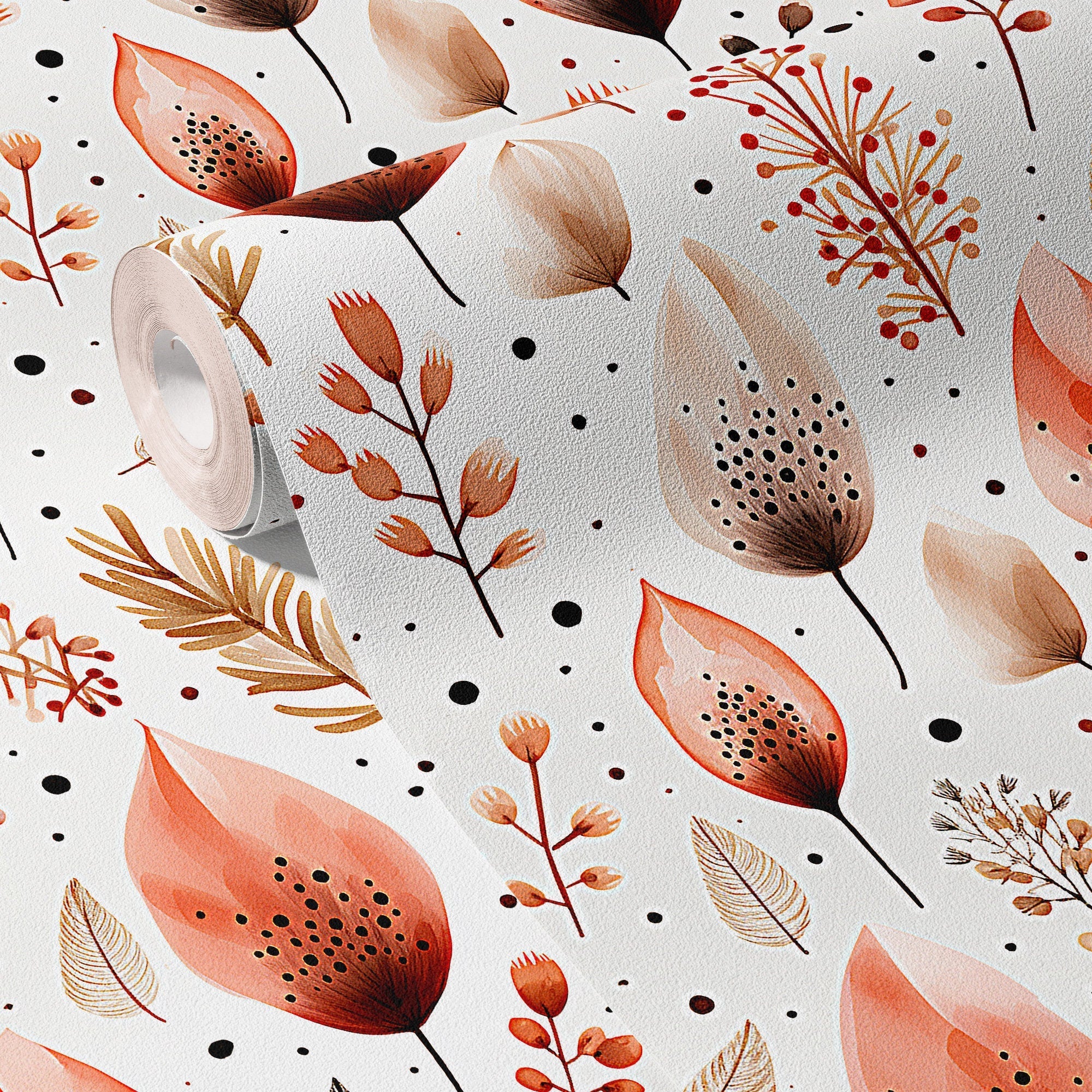 Boho Wallpaper Terracotta Floral Luxury Wall Decor