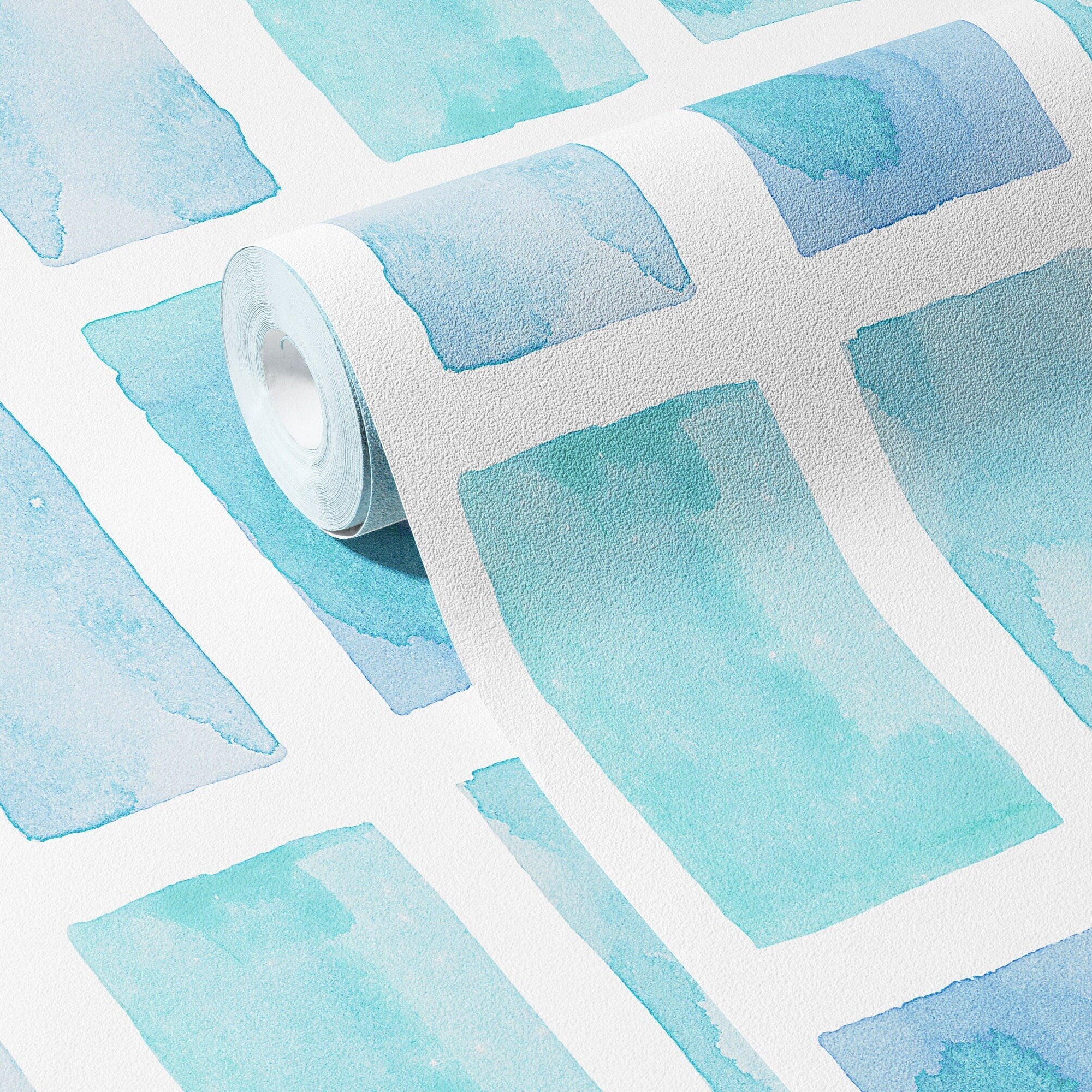 Watercolor Wallpaper Fun Geometric Blue Wall Decor
