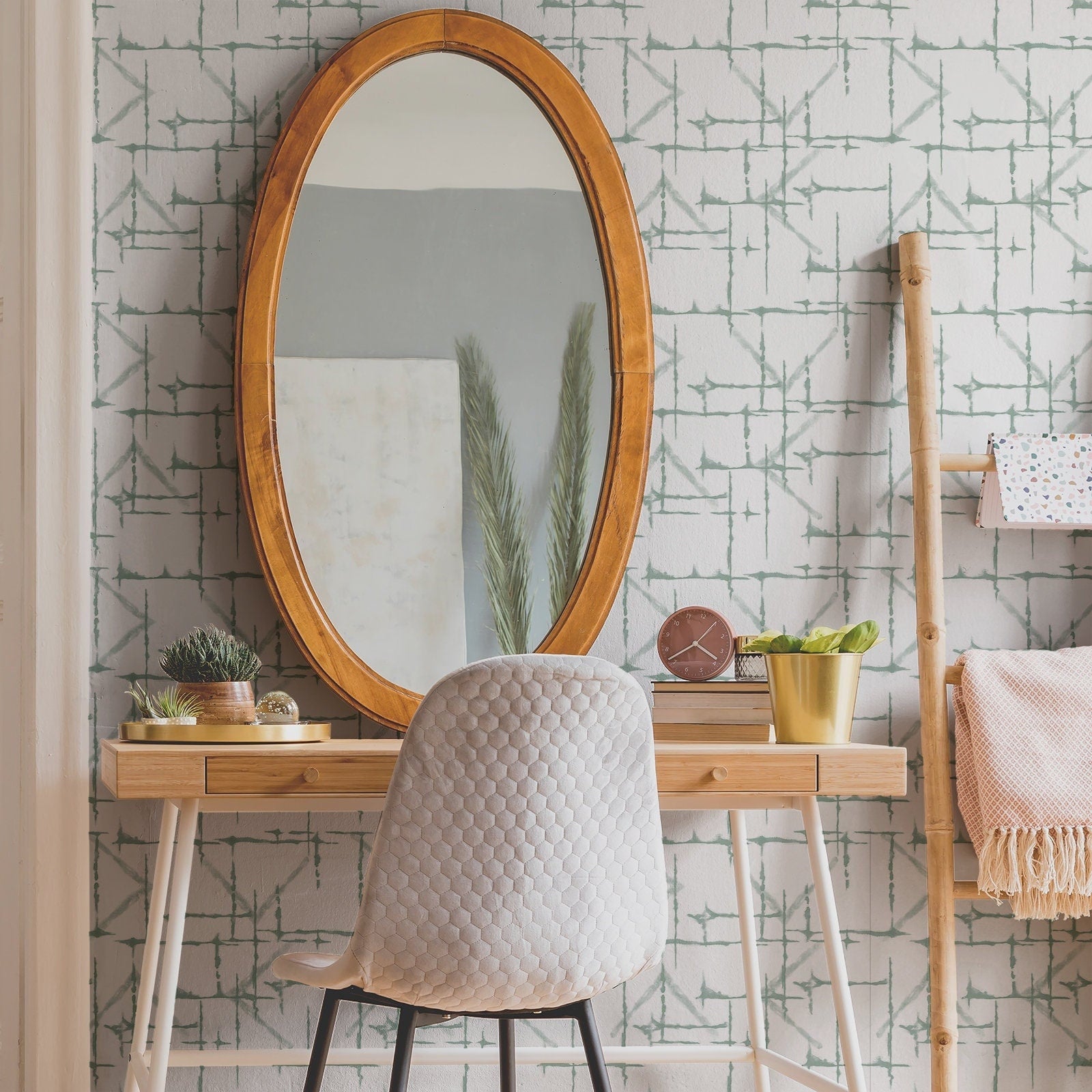 Shibori Wallpaper Green Japanese Luxury Wall Decor