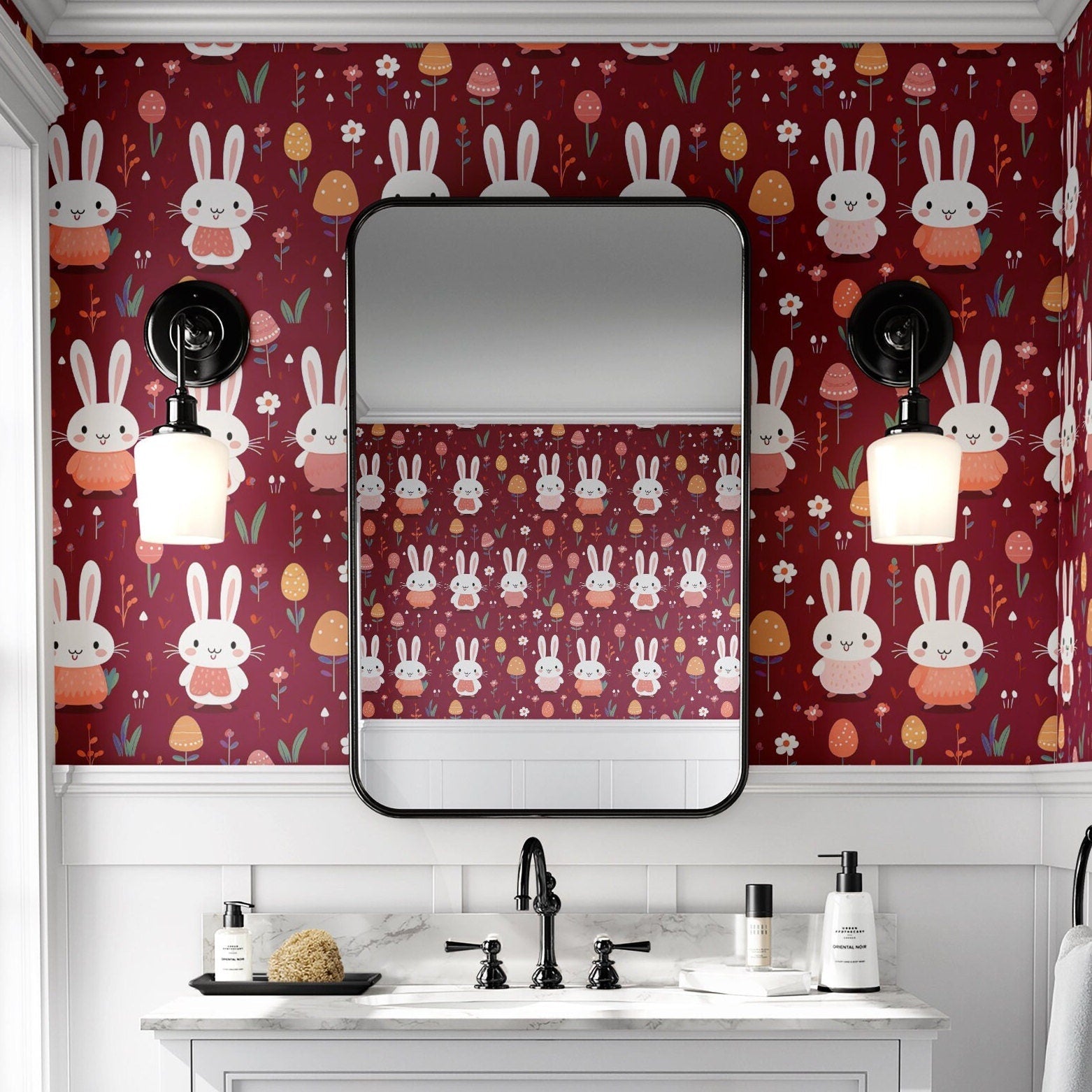 Playroom Wallpaper Fun Whimsical Bunny Wall Decor