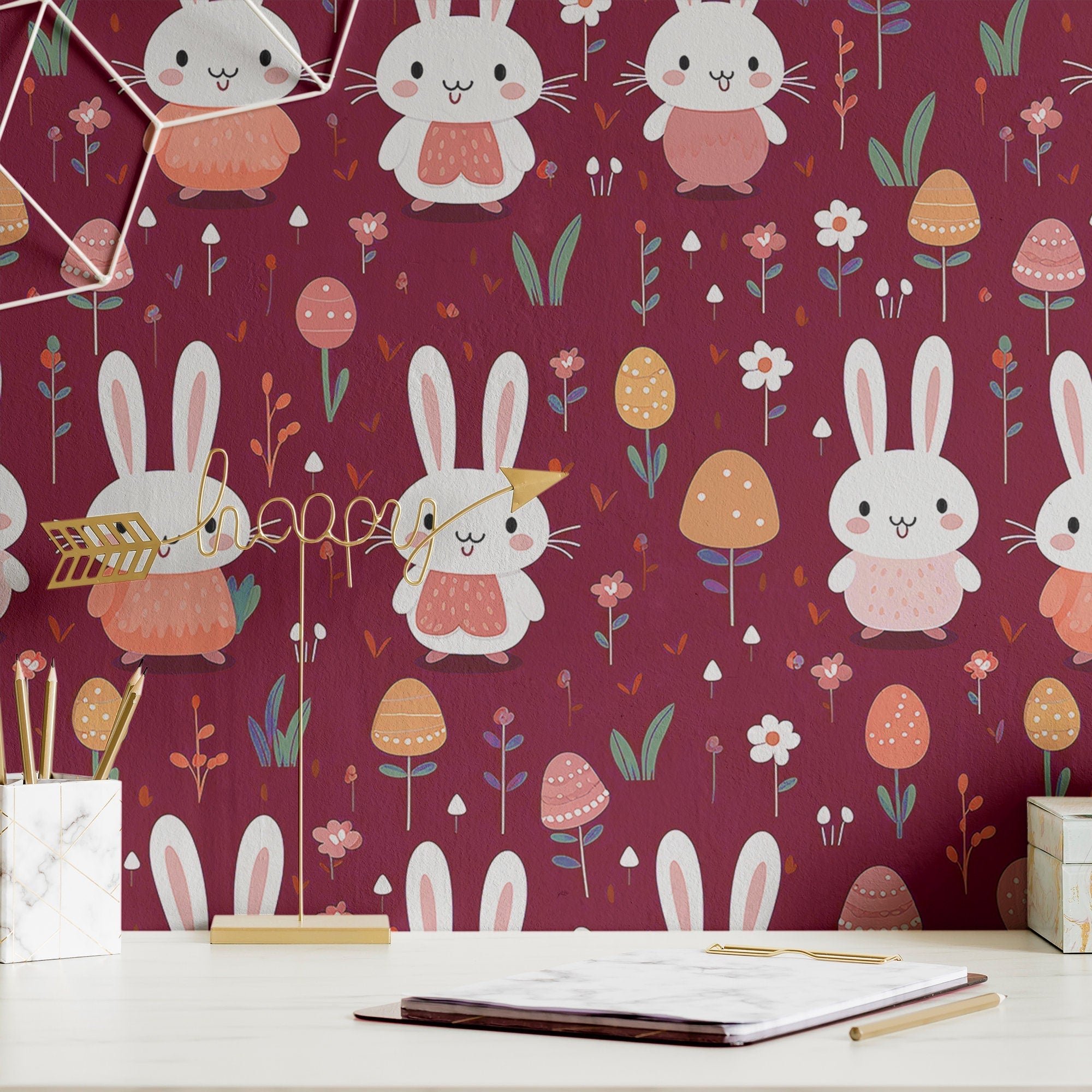 Playroom Wallpaper Fun Whimsical Bunny Wall Decor