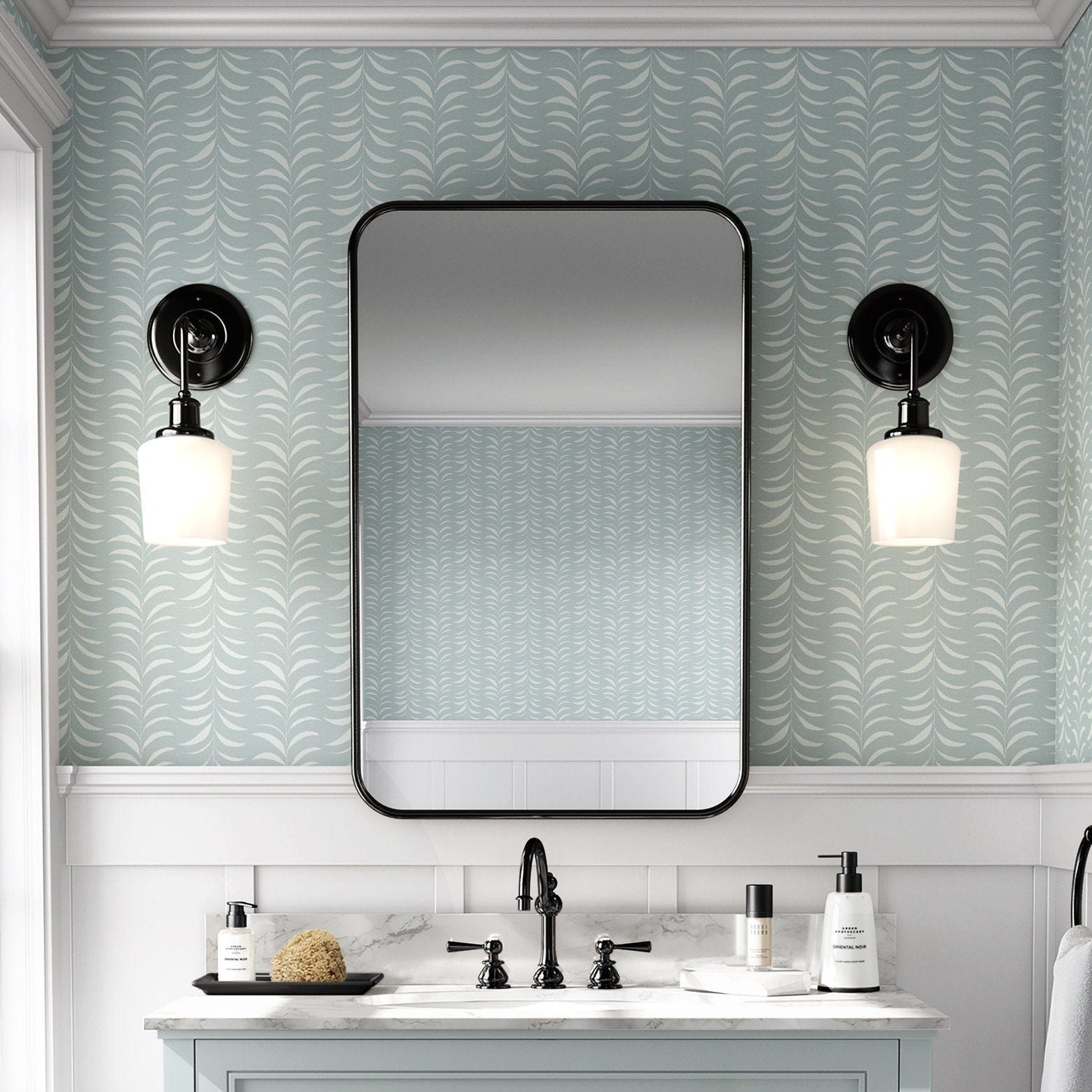 Botanical Wallpaper Soft Green Vine Wall Decor