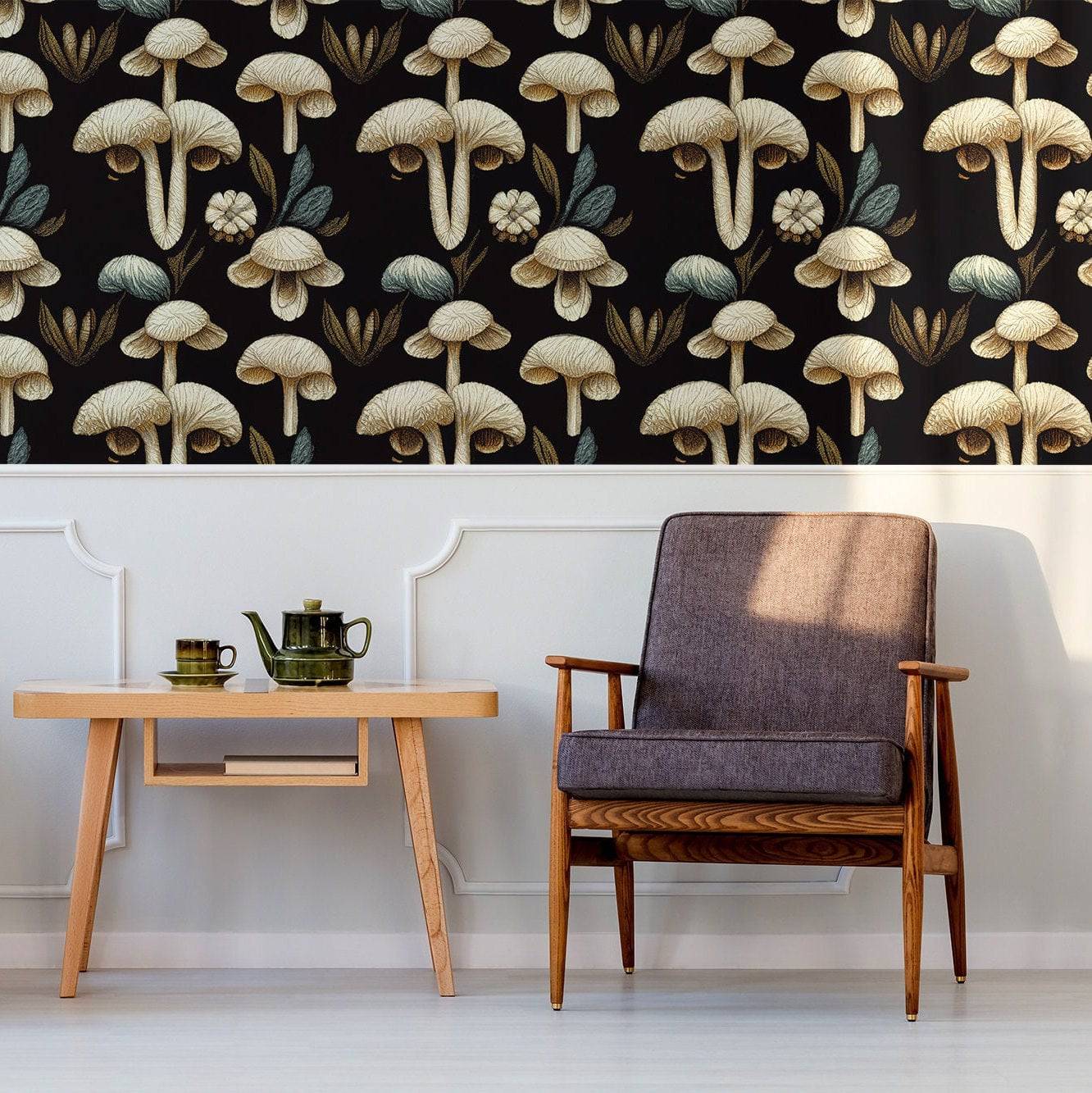 Mushroom Wallpaper Dark Luxury Wall Decor