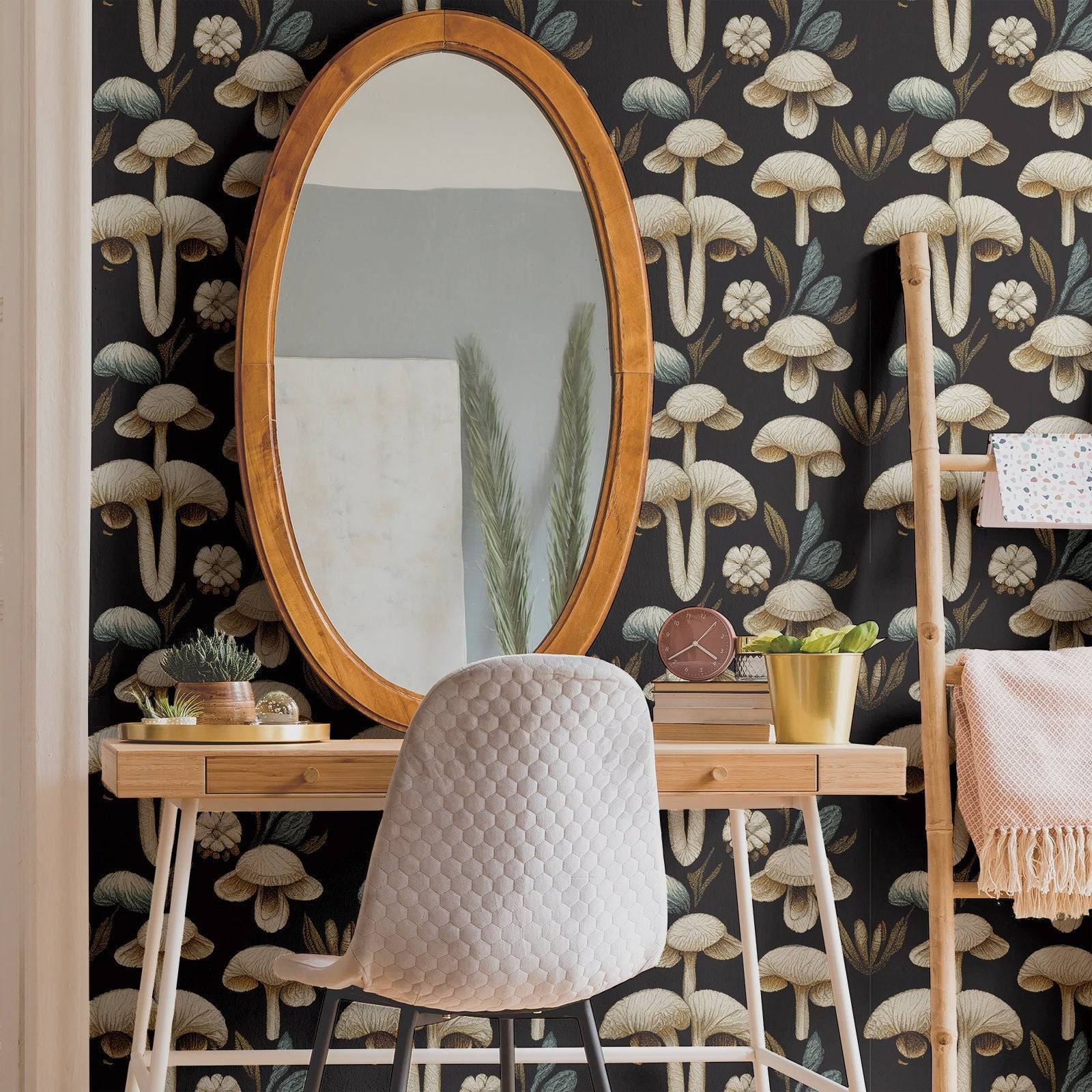 Mushroom Wallpaper Dark Luxury Wall Decor
