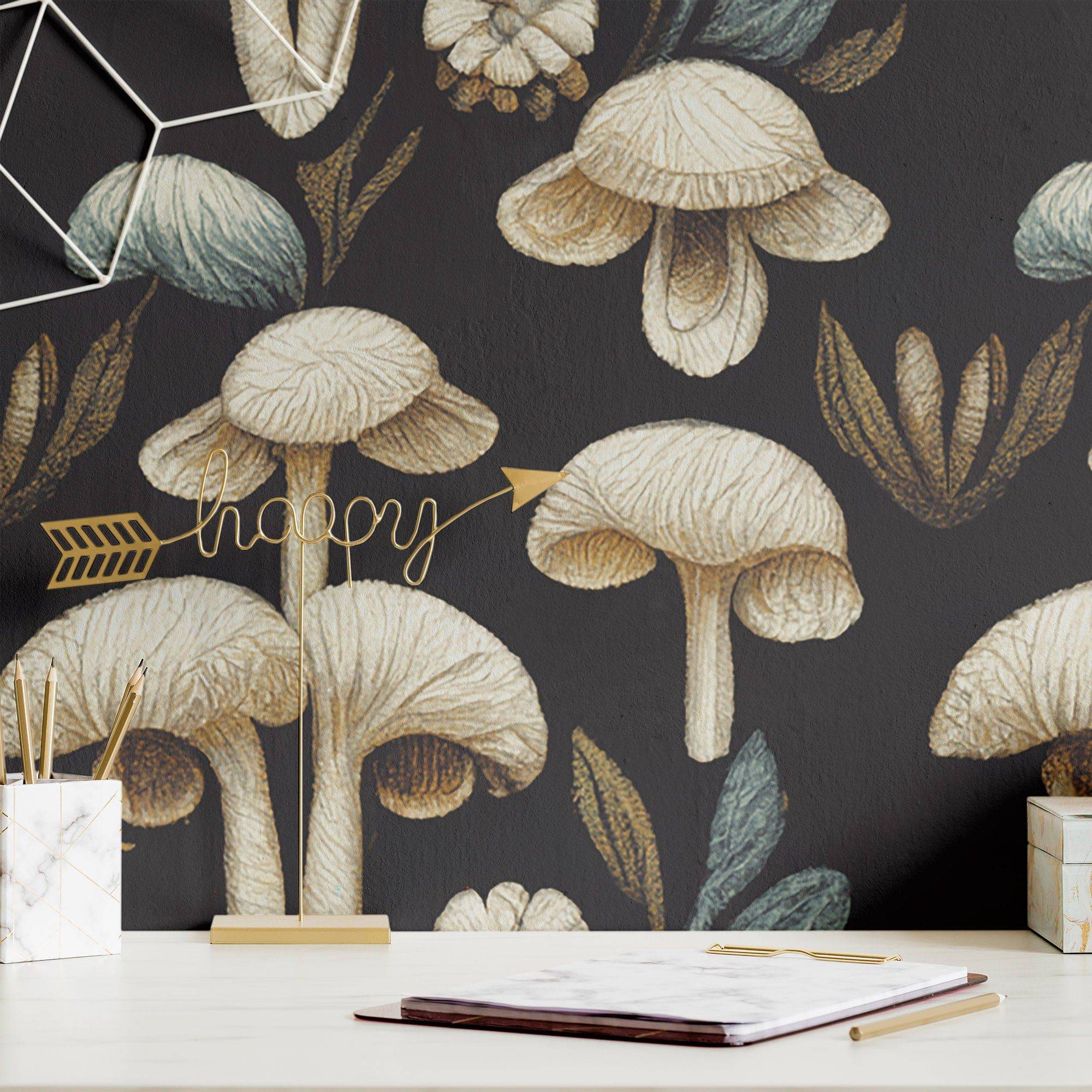 Mushroom Wallpaper Dark Luxury Wall Decor