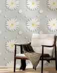 Daisy Wallpaper Funky Grey Flower Wall Decor