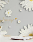 Daisy Wallpaper Funky Grey Flower Wall Decor