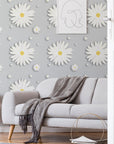 Daisy Wallpaper Funky Grey Flower Wall Decor