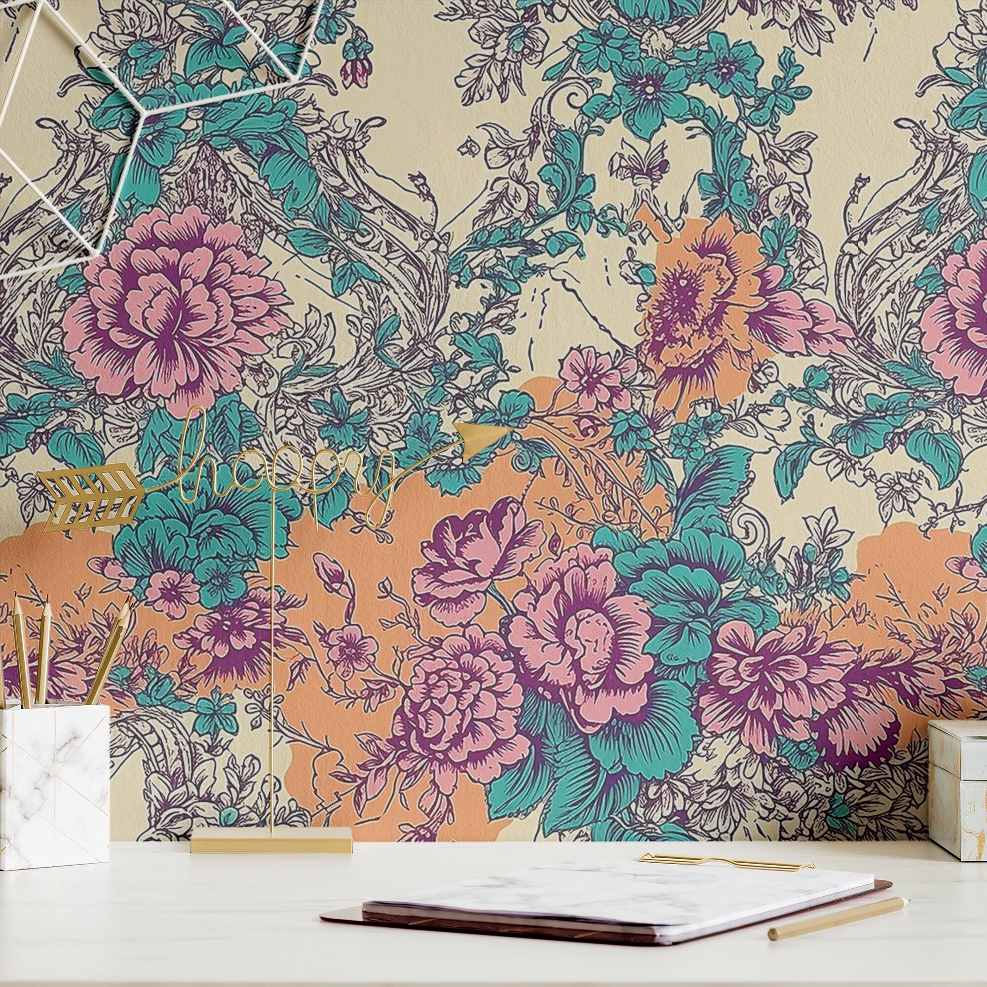 Toile Wallpaper Funky French Retro Wall Decor