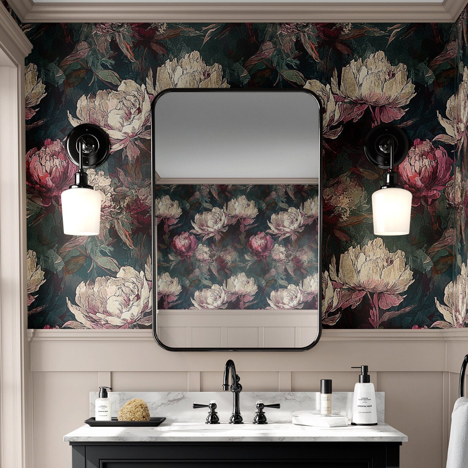 Floral Wallpaper Funky Dark Goth Luxury Wall Decor