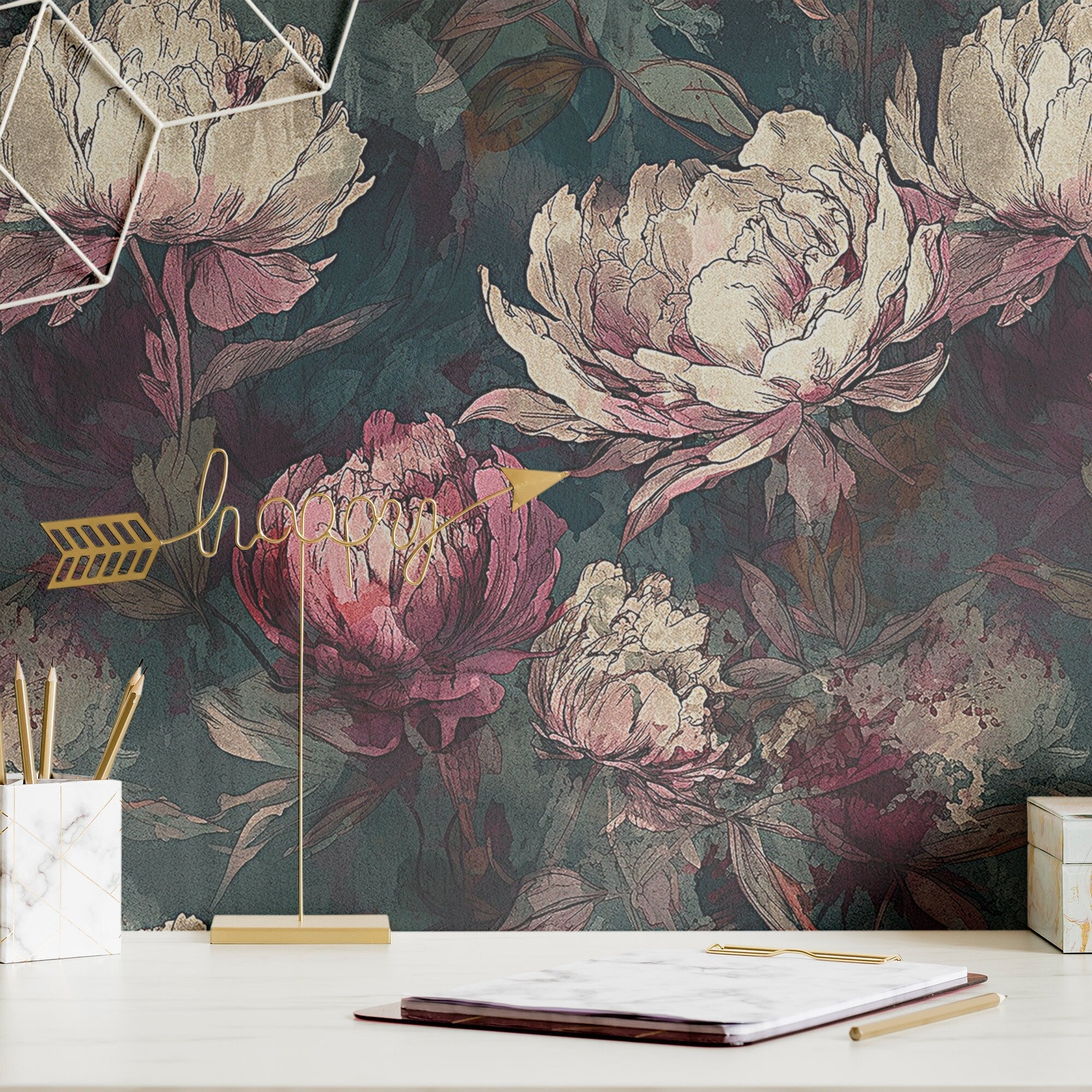 Floral Wallpaper Funky Dark Goth Luxury Wall Decor