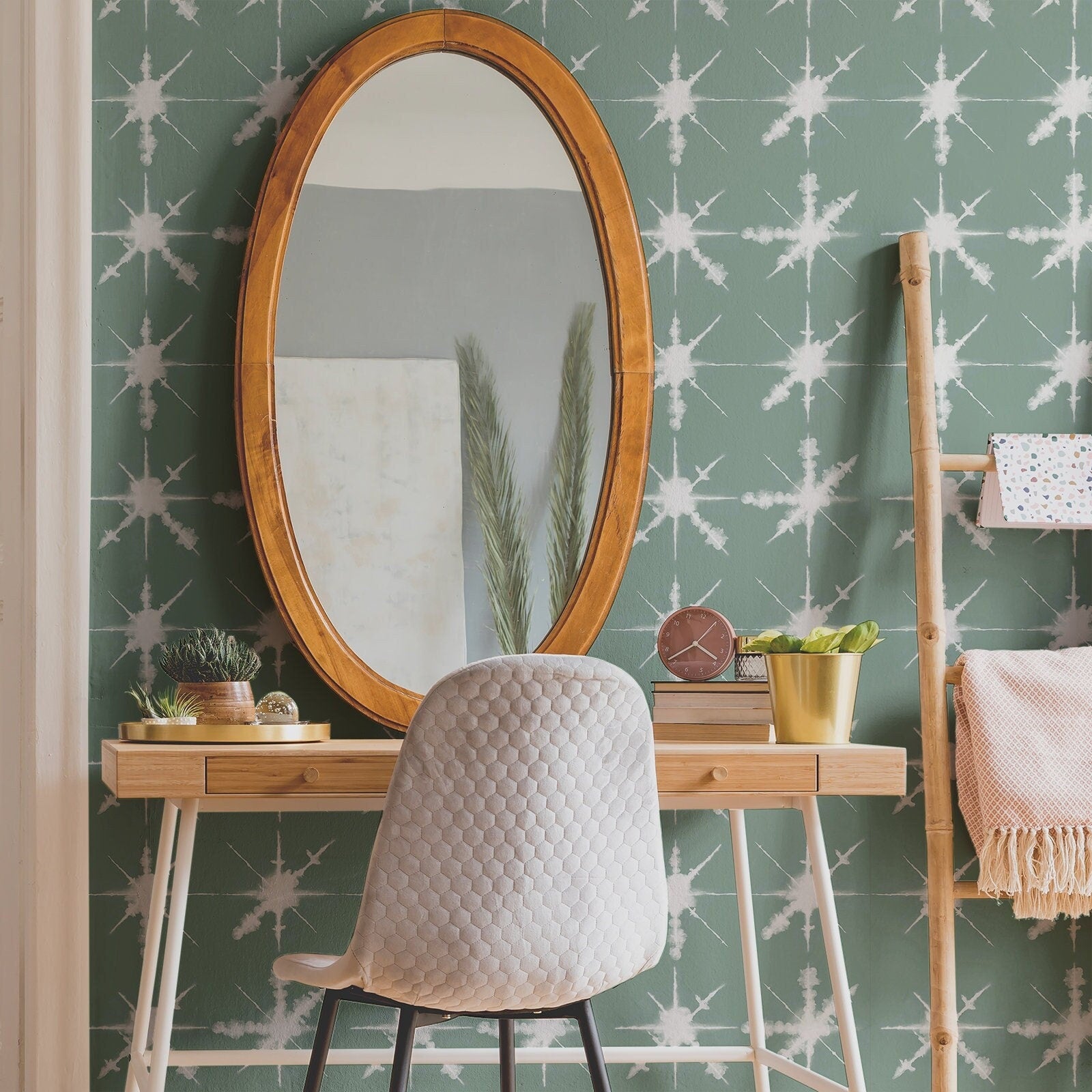 Tie Dye Wallpaper Green Shibori Luxury Wall Decor