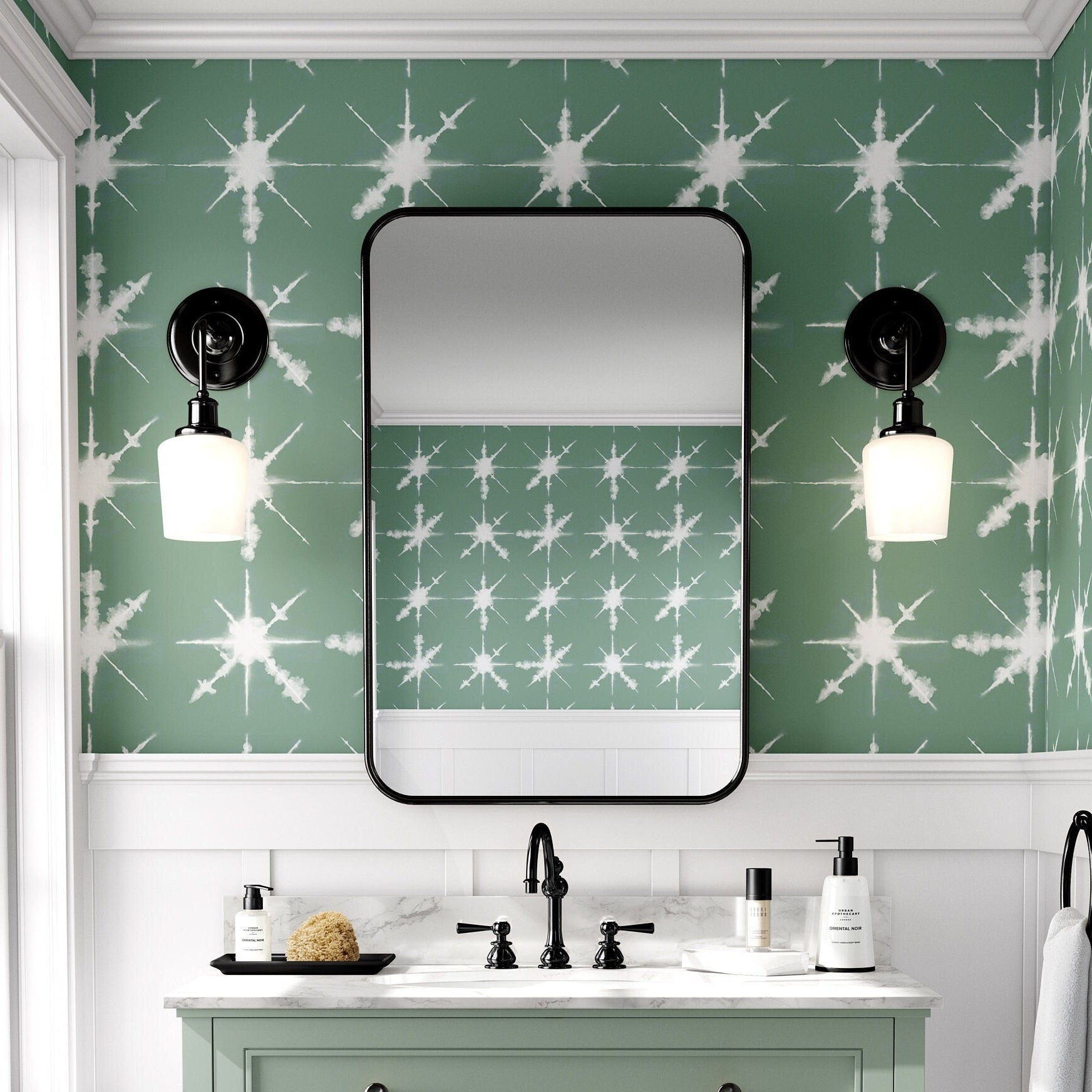 Tie Dye Wallpaper Green Shibori Luxury Wall Decor
