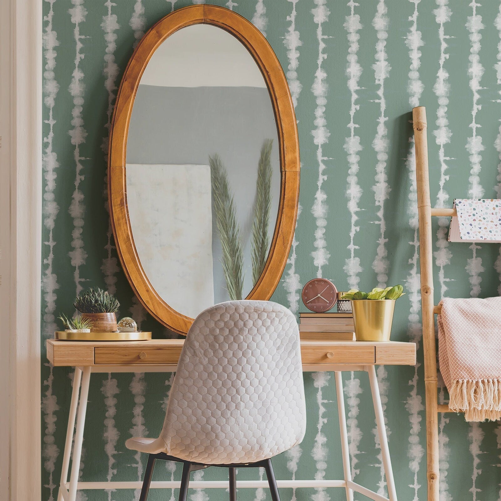 Green Tie Dye Wallpaper Luxury Shibori Wall Decor