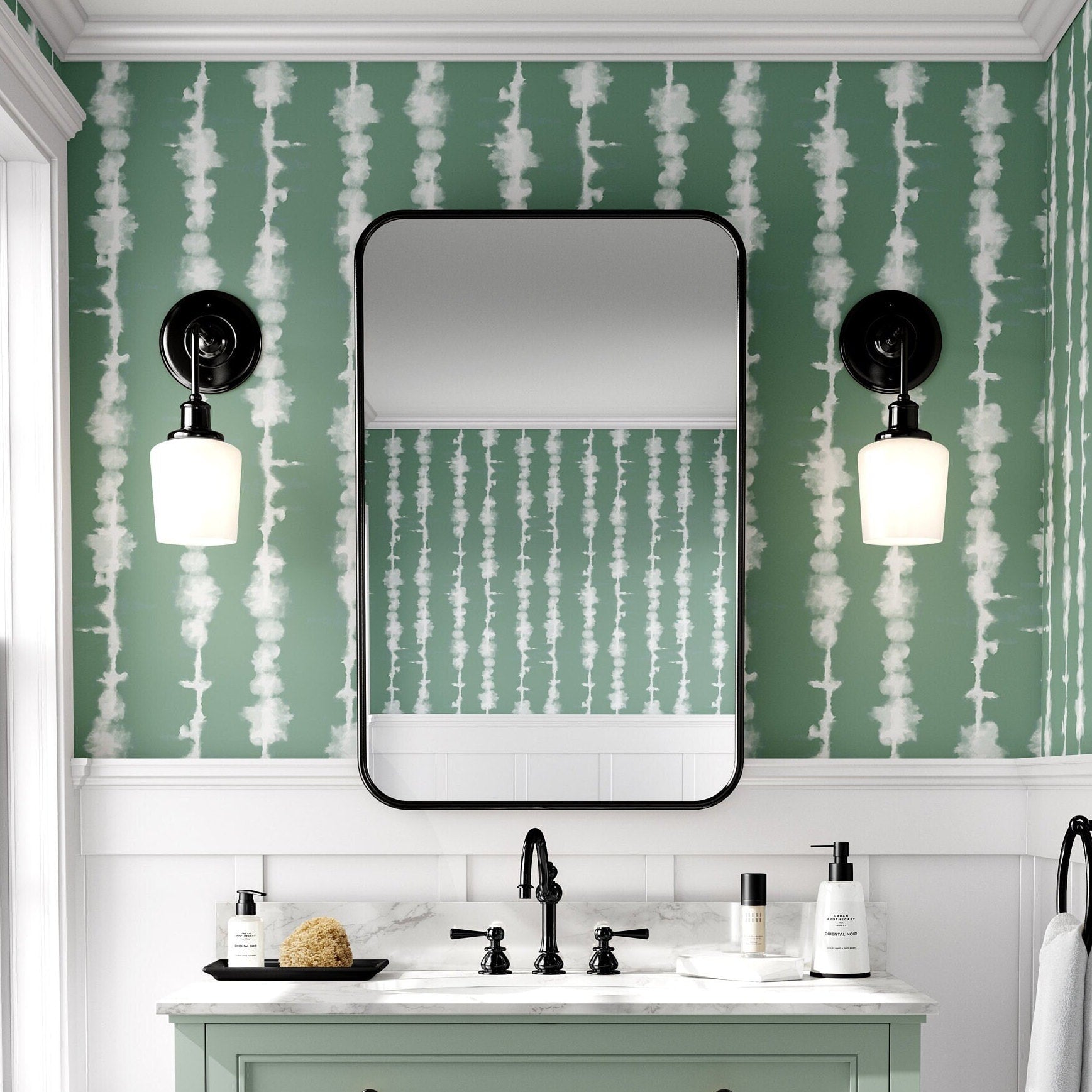 Green Tie Dye Wallpaper Luxury Shibori Wall Decor