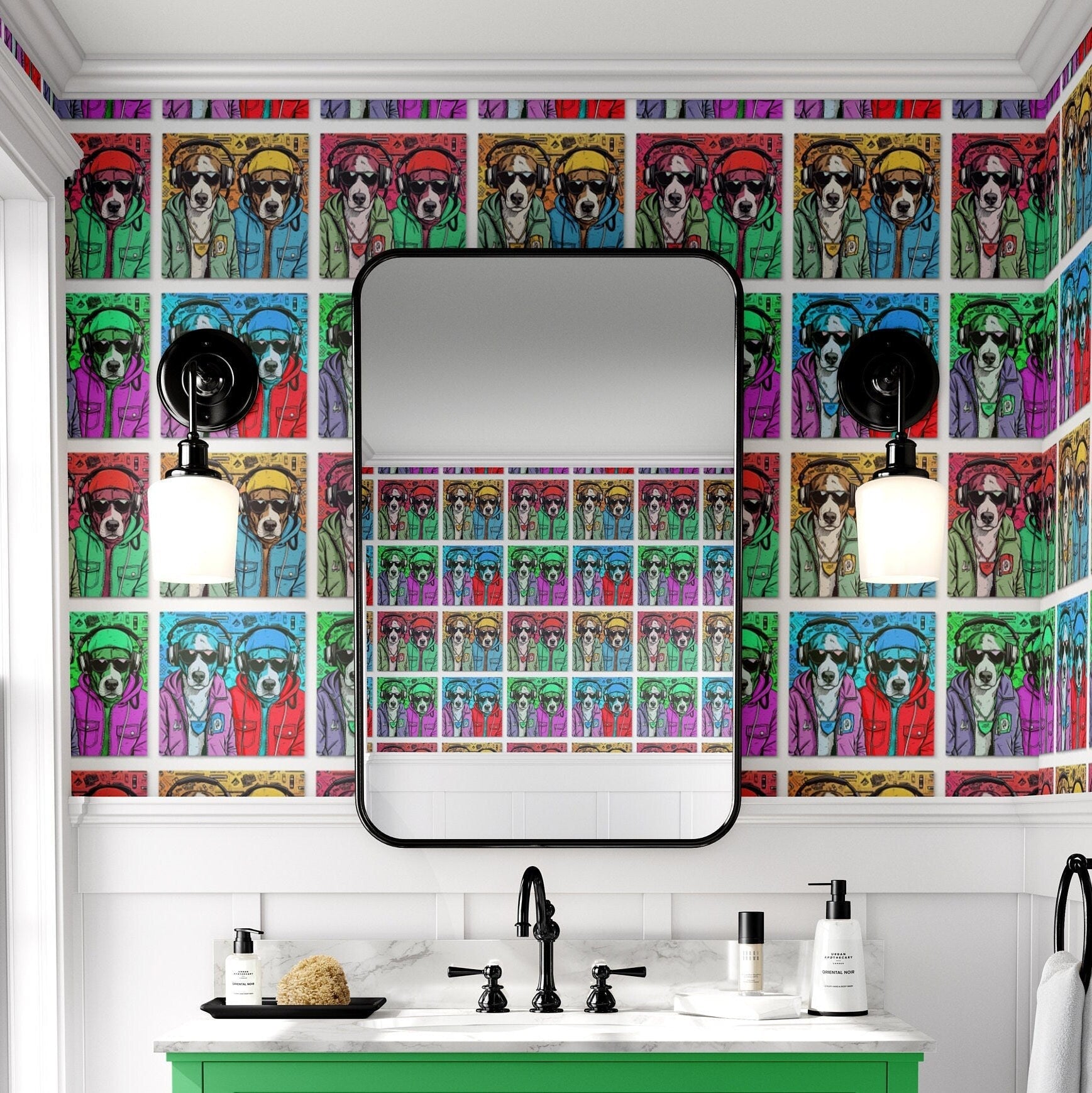 Dog Wallpaper Funky Colorful Graffiti Wall Decor