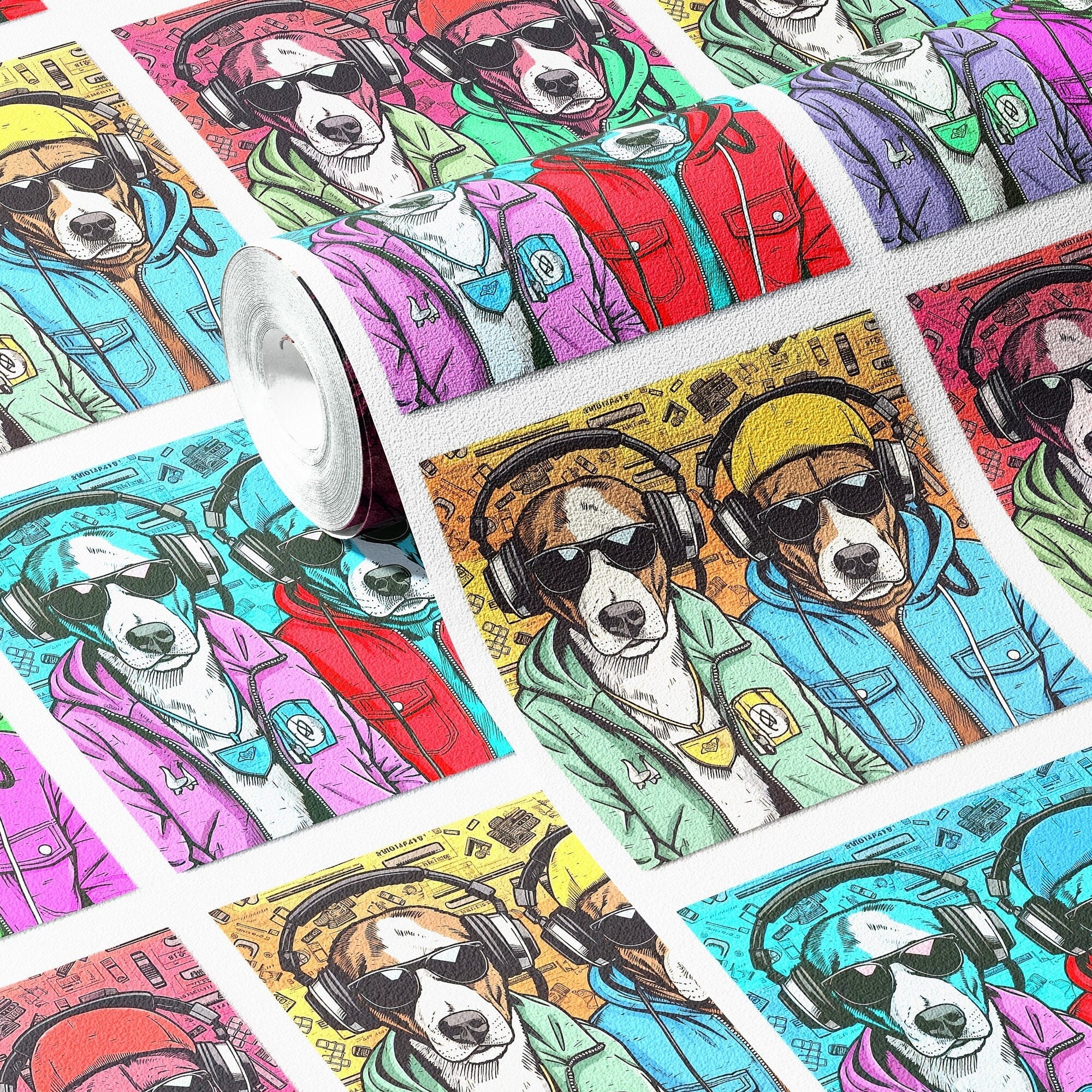 Dog Wallpaper Funky Colorful Graffiti Wall Decor