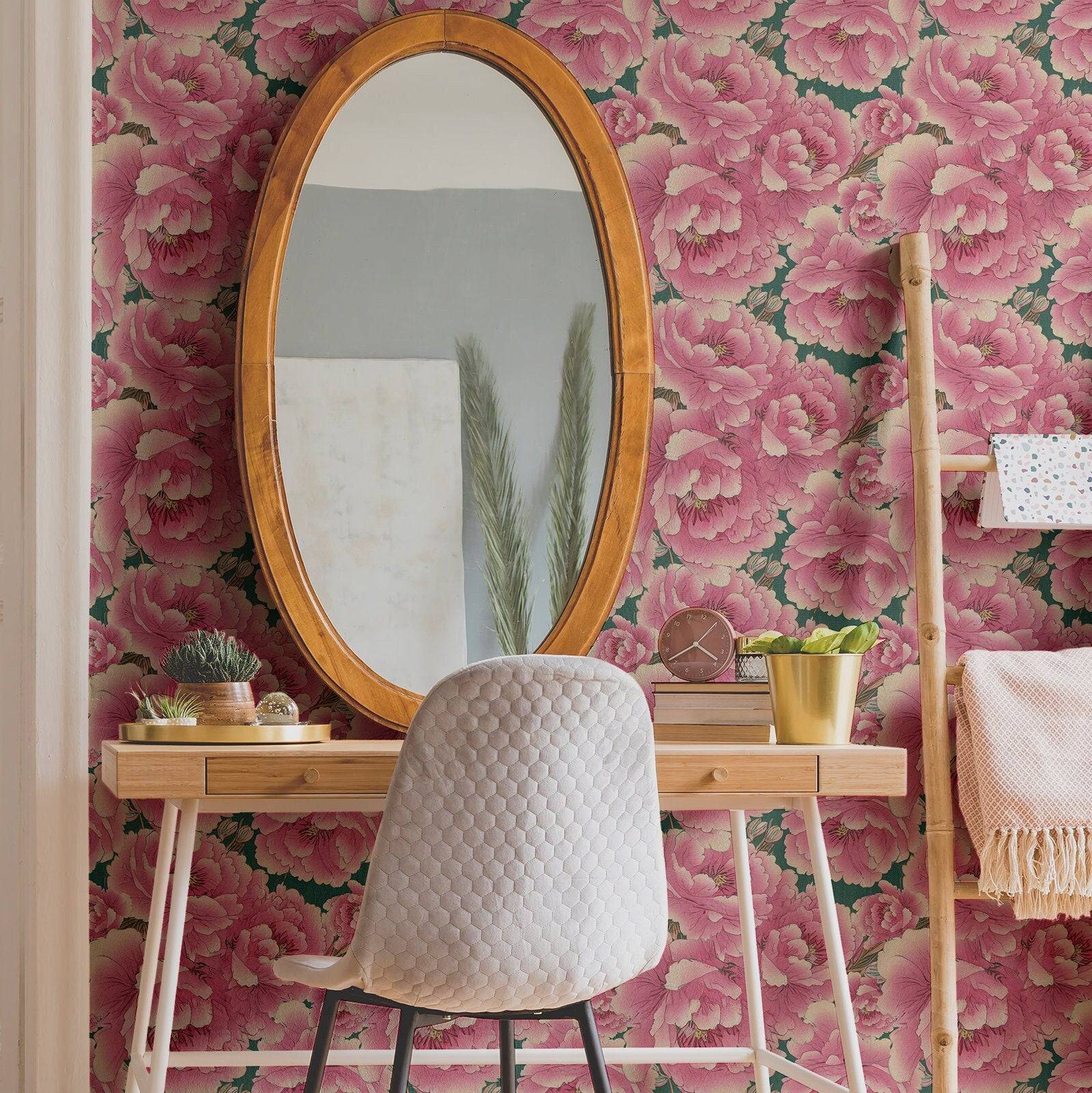 Floral Wallpaper Pink Peony Luxury Wall Decor