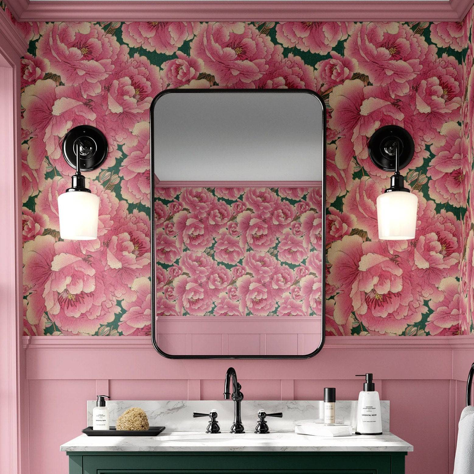 Floral Wallpaper Pink Peony Luxury Wall Decor