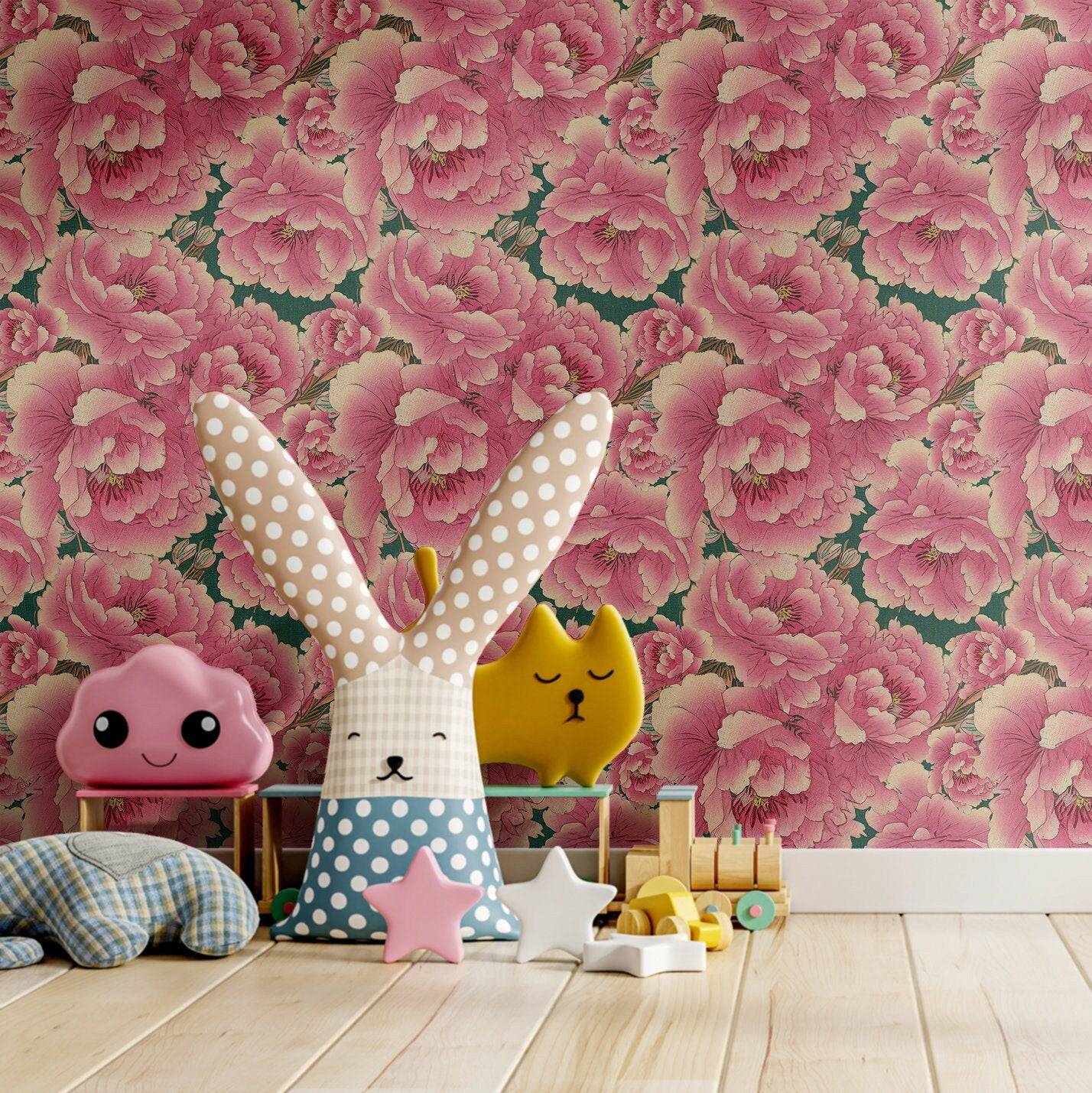 Floral Wallpaper Pink Peony Luxury Wall Decor