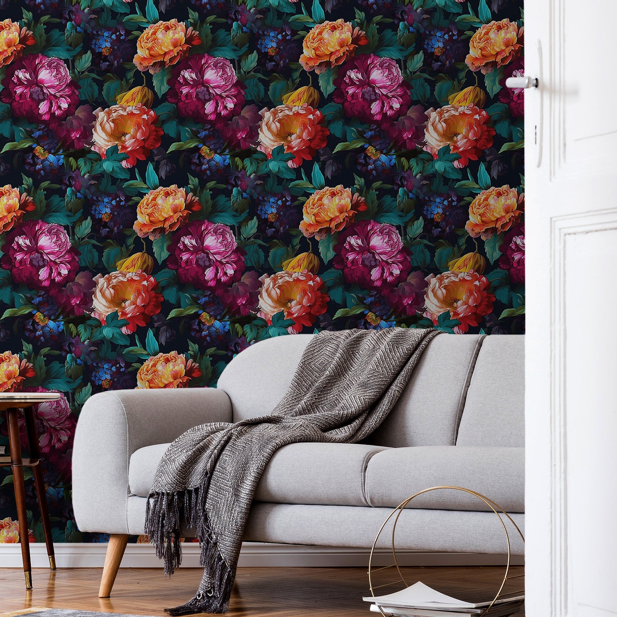 Dark Peony Wallpaper Moody Botanical Wall Decor