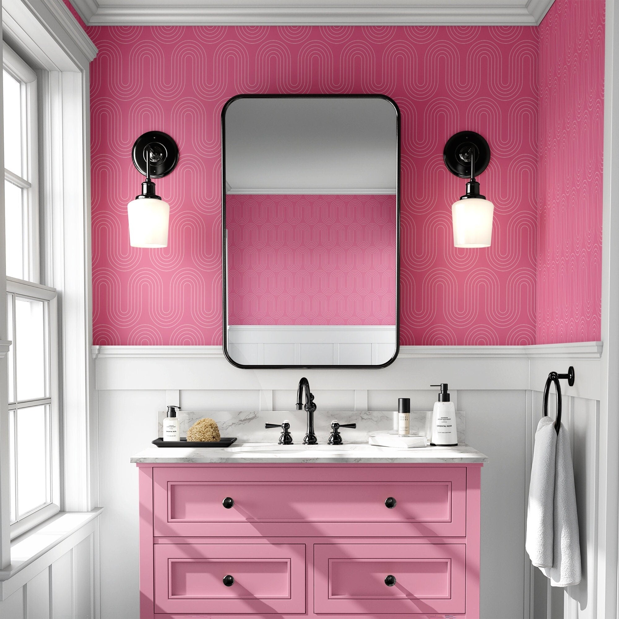 Pink Wallpaper Bright Colorful 70s Wall Decor