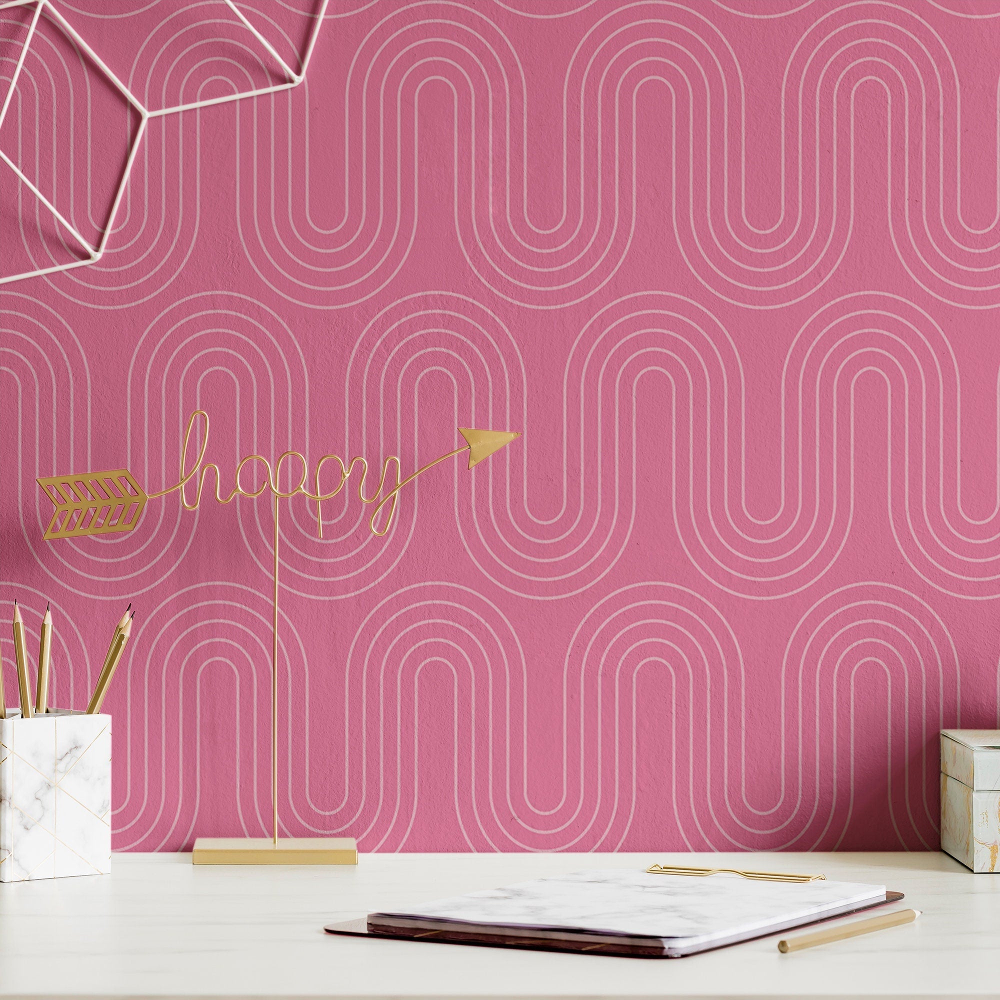 Pink Wallpaper Bright Colorful 70s Wall Decor