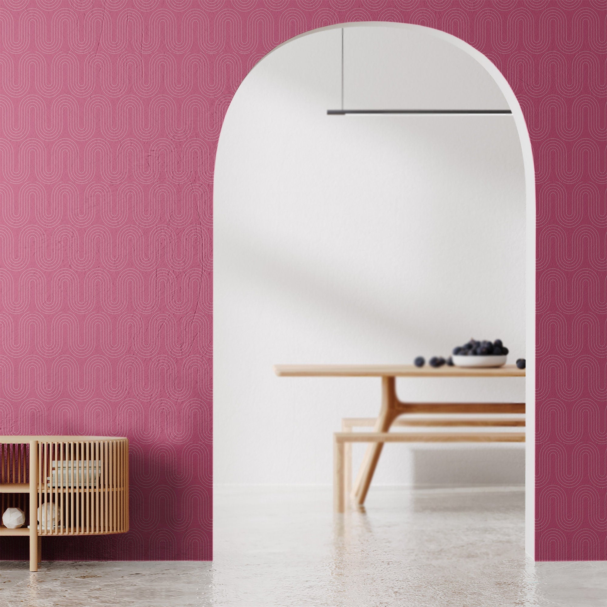 Pink Wallpaper Bright Colorful 70s Wall Decor