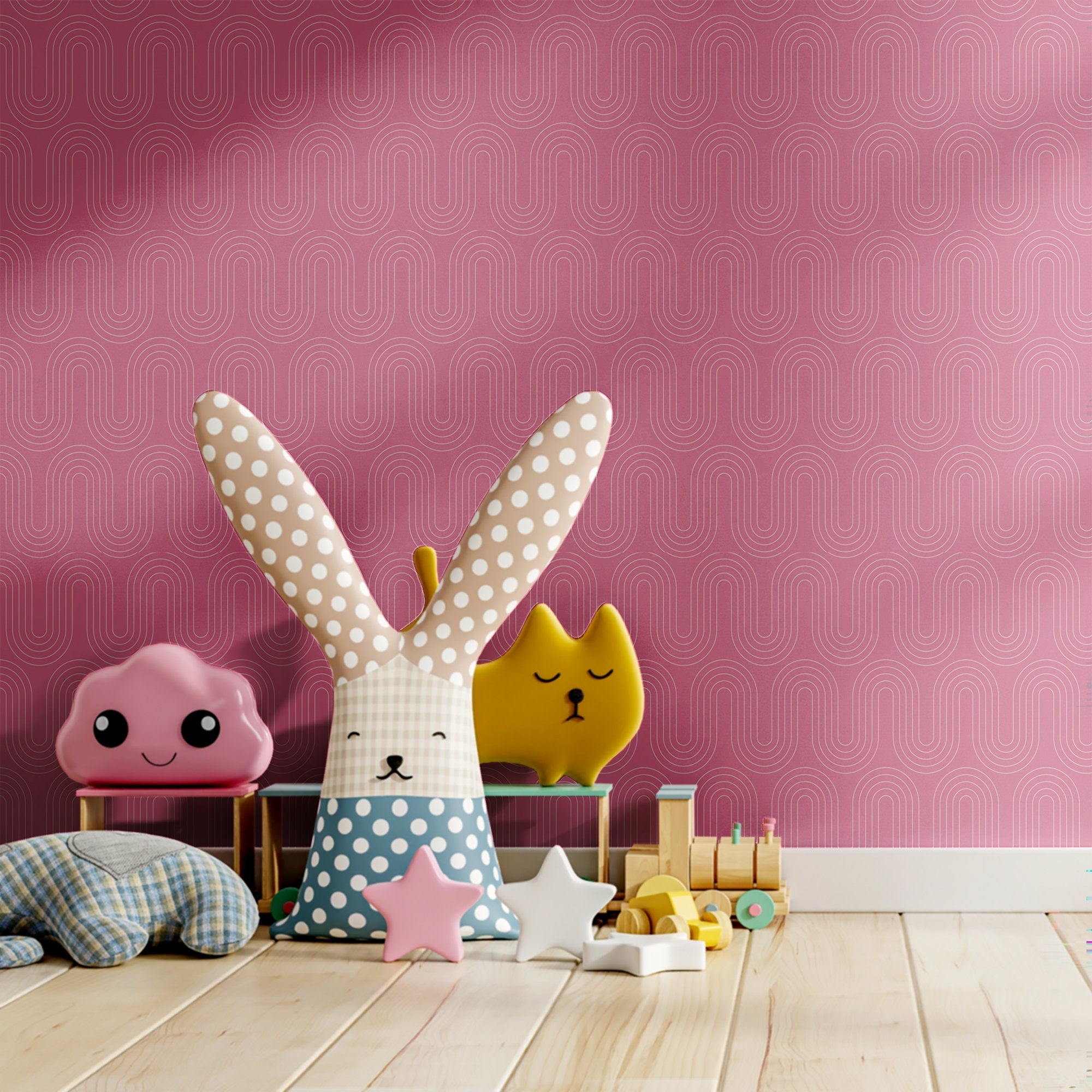 Pink Wallpaper Bright Colorful 70s Wall Decor