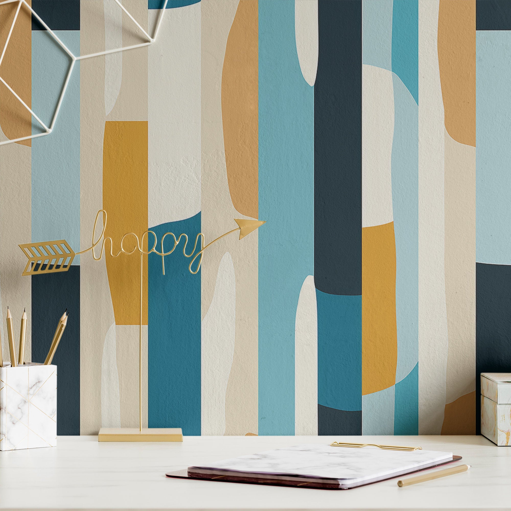 Vintage Stripe Wallpaper Retro Funky Wall Decor