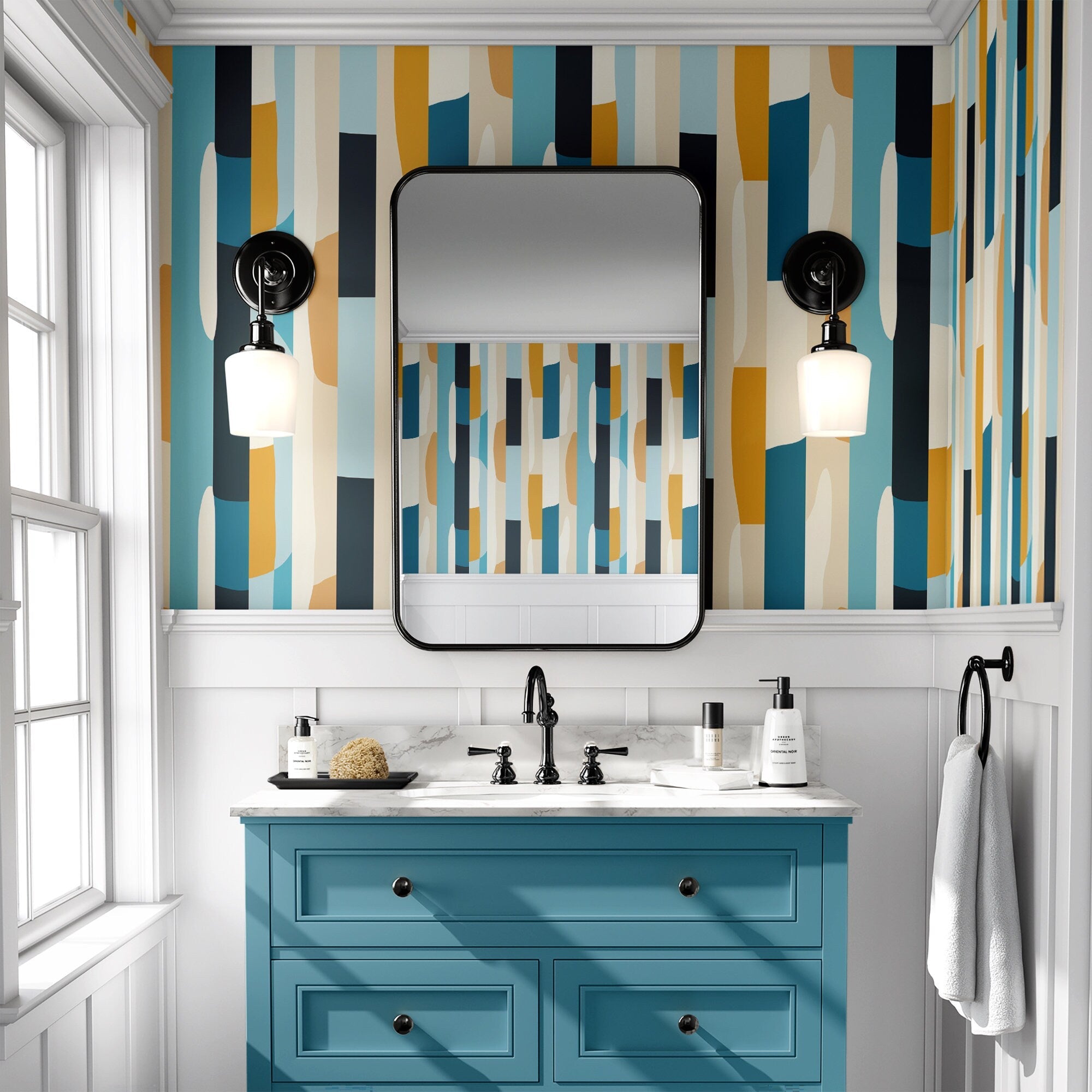 Vintage Stripe Wallpaper Retro Funky Wall Decor