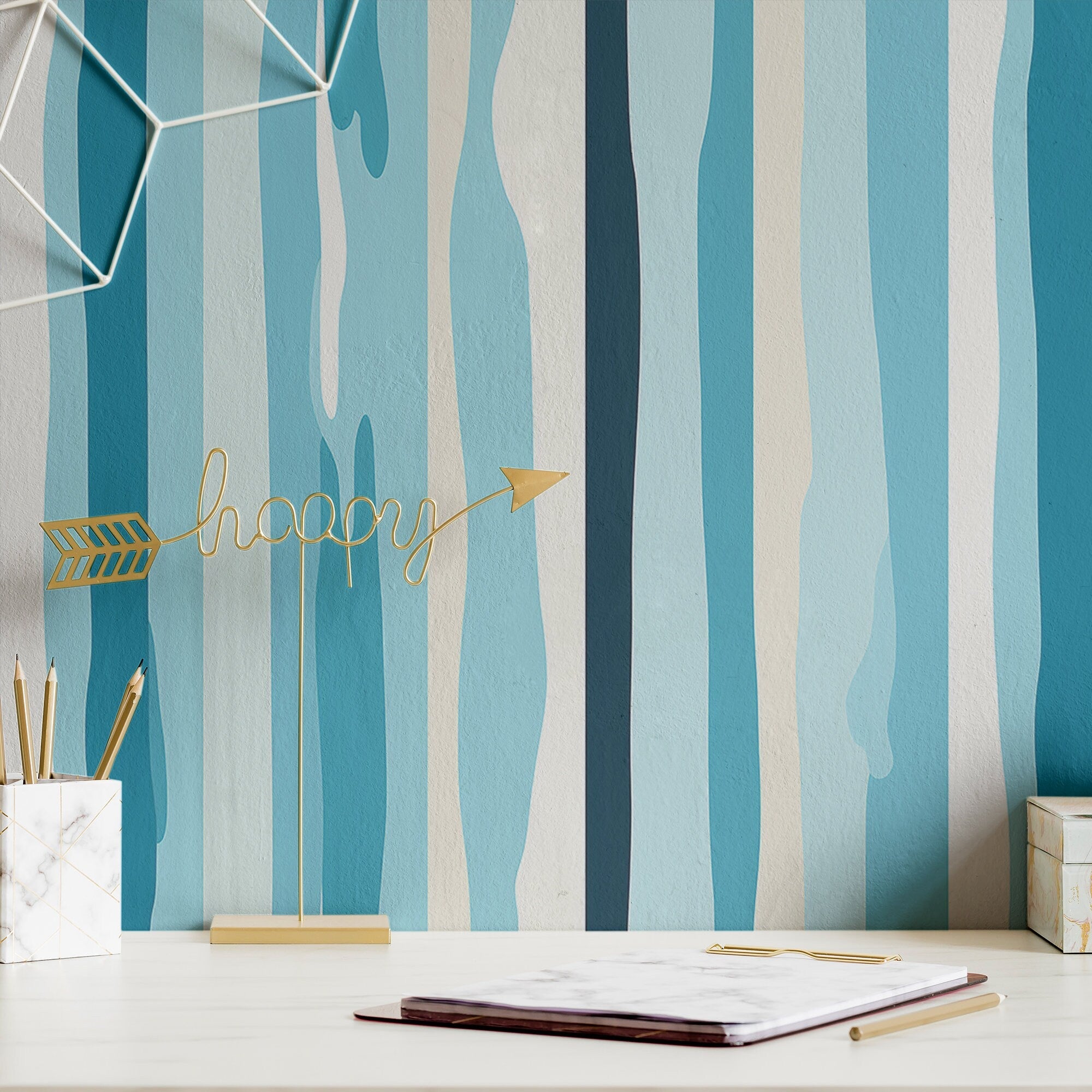 Blue Stripe Wallpaper Funky Retro Wall Decor