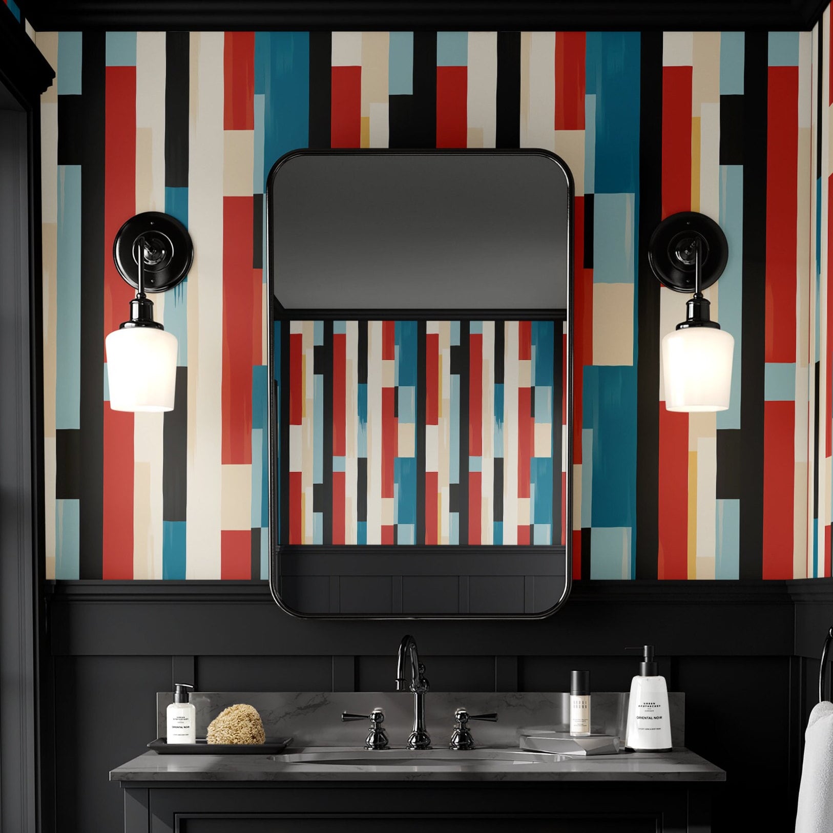 Retro Stripe Wallpaper Colorful Luxury Wall Decor