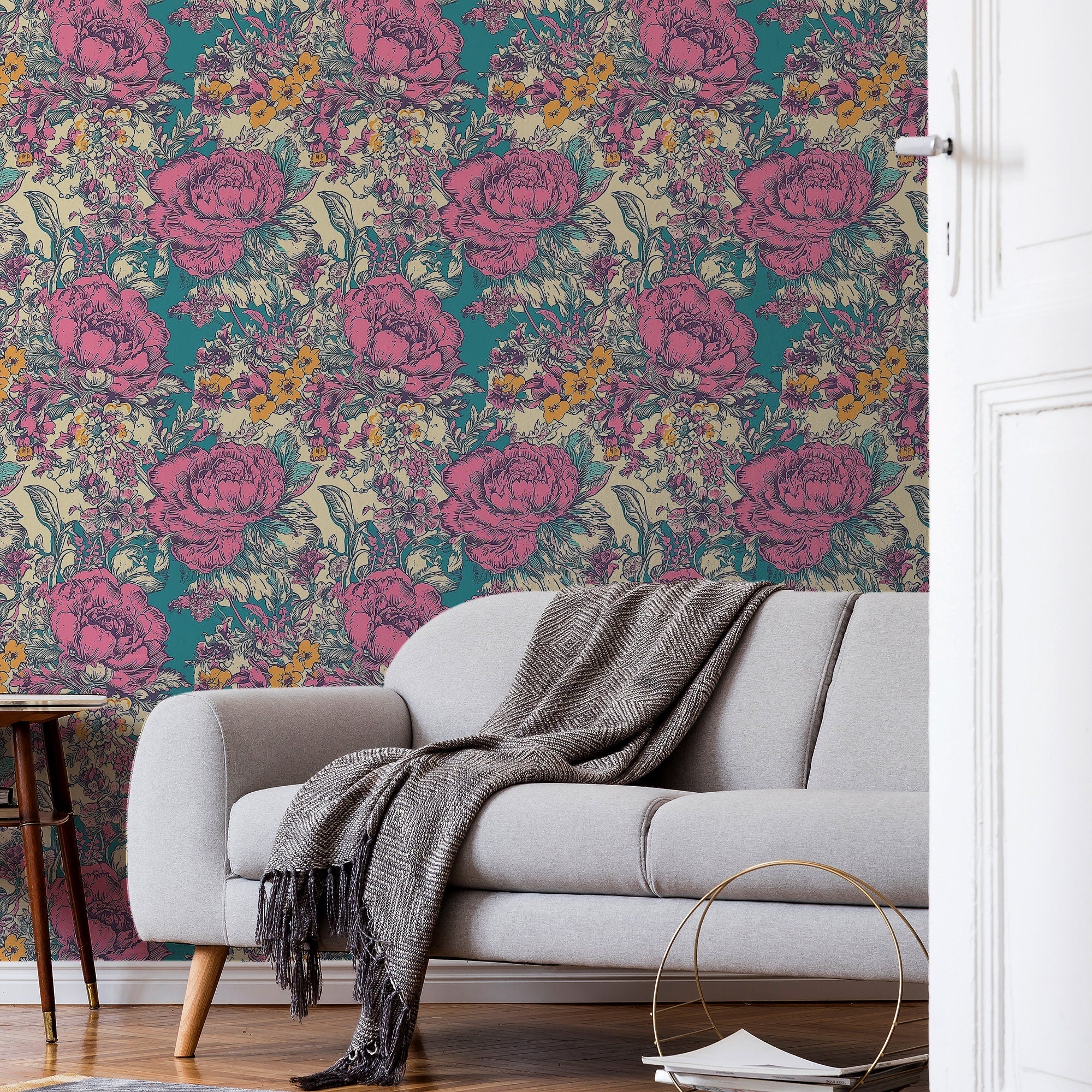 Funky Toile Wallpaper Retro French Wall Decor