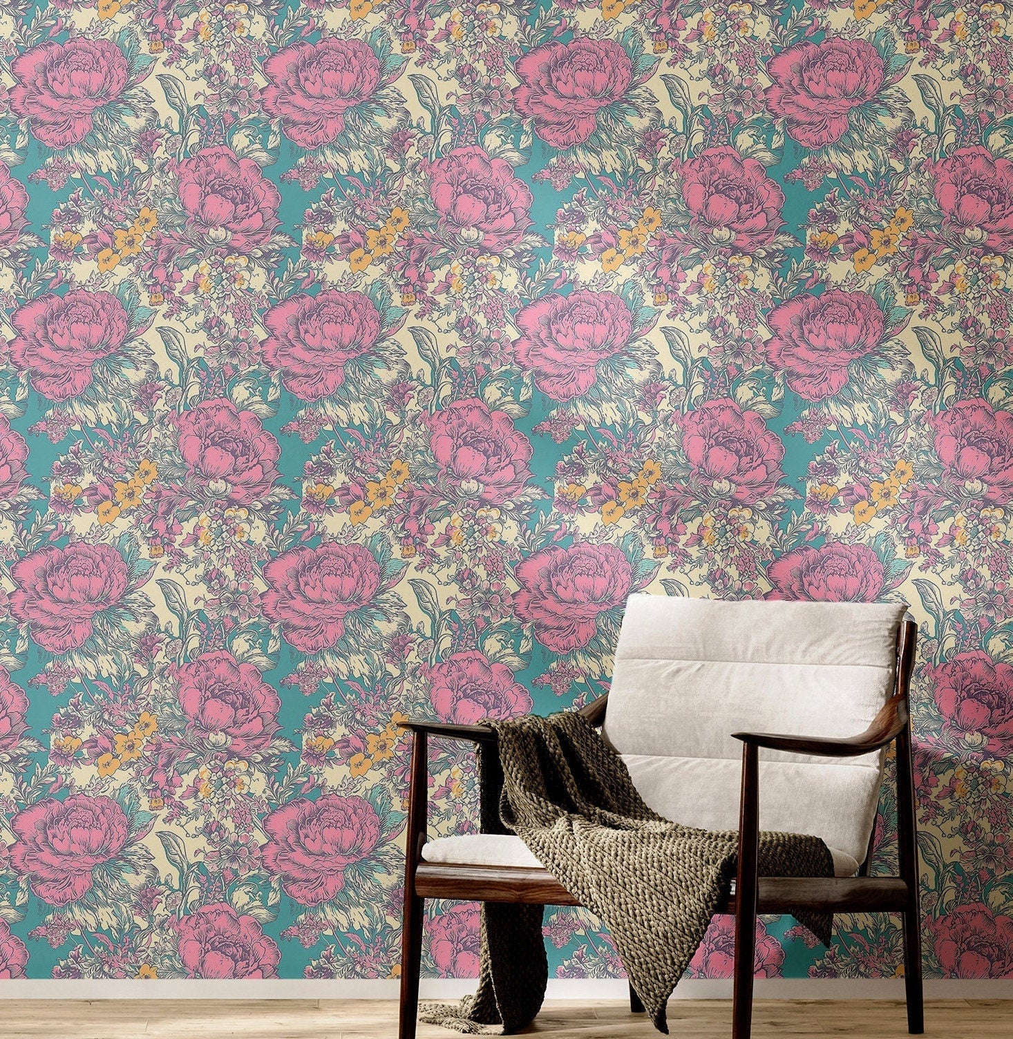 Funky Toile Wallpaper Retro French Wall Decor