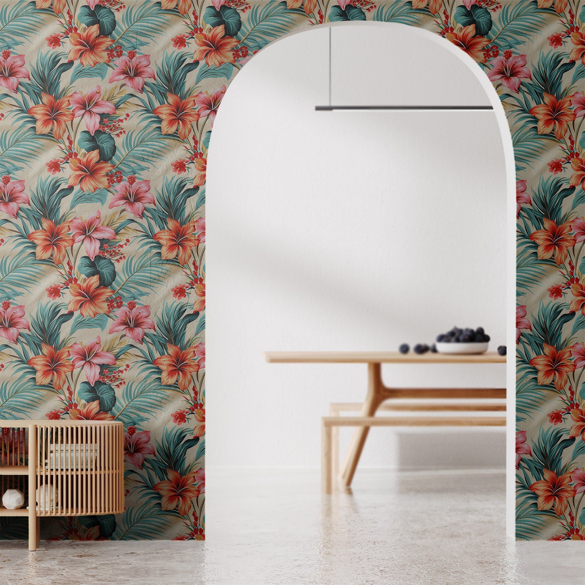 Tropical Wallpaper Retro Coastal Wall Decor