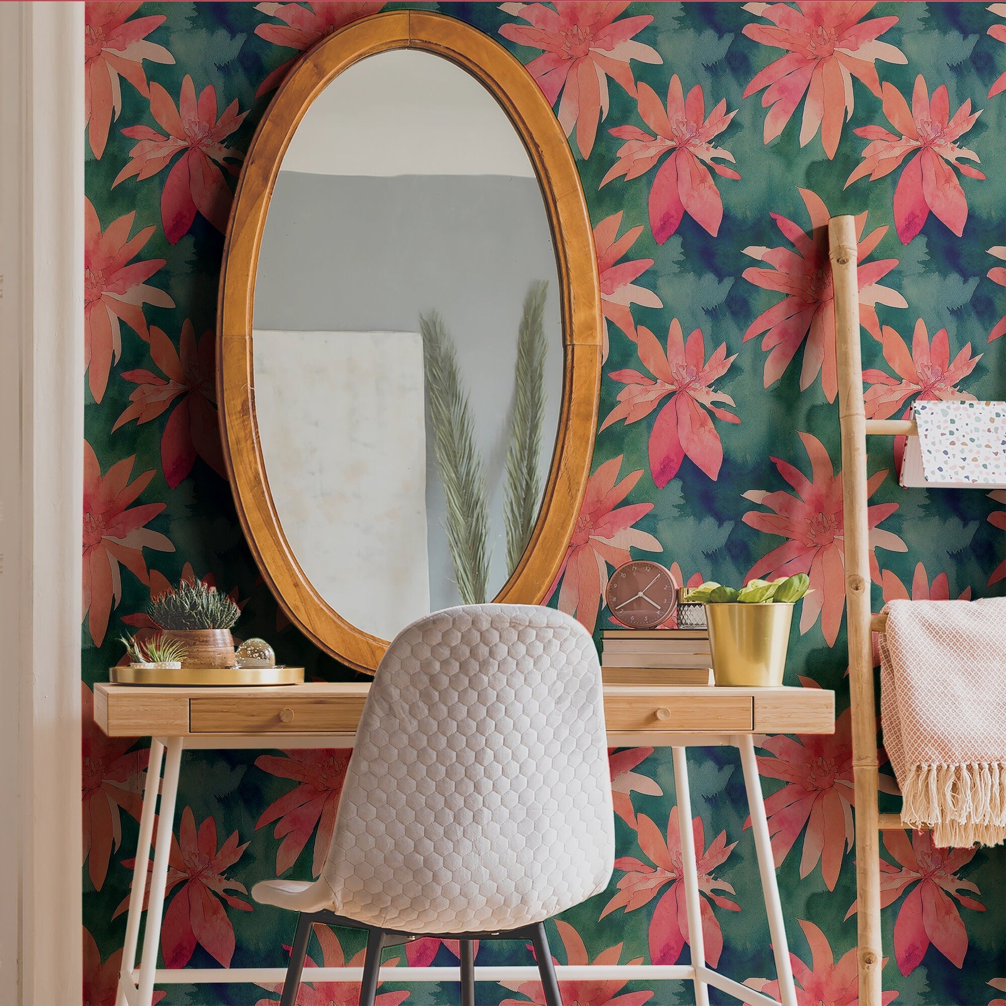 Classic Watercolor Wallpaper Tropical Wall Decor