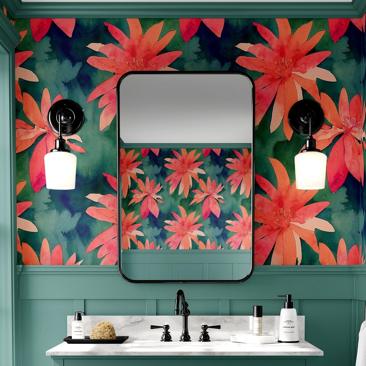 Classic Watercolor Wallpaper Tropical Wall Decor