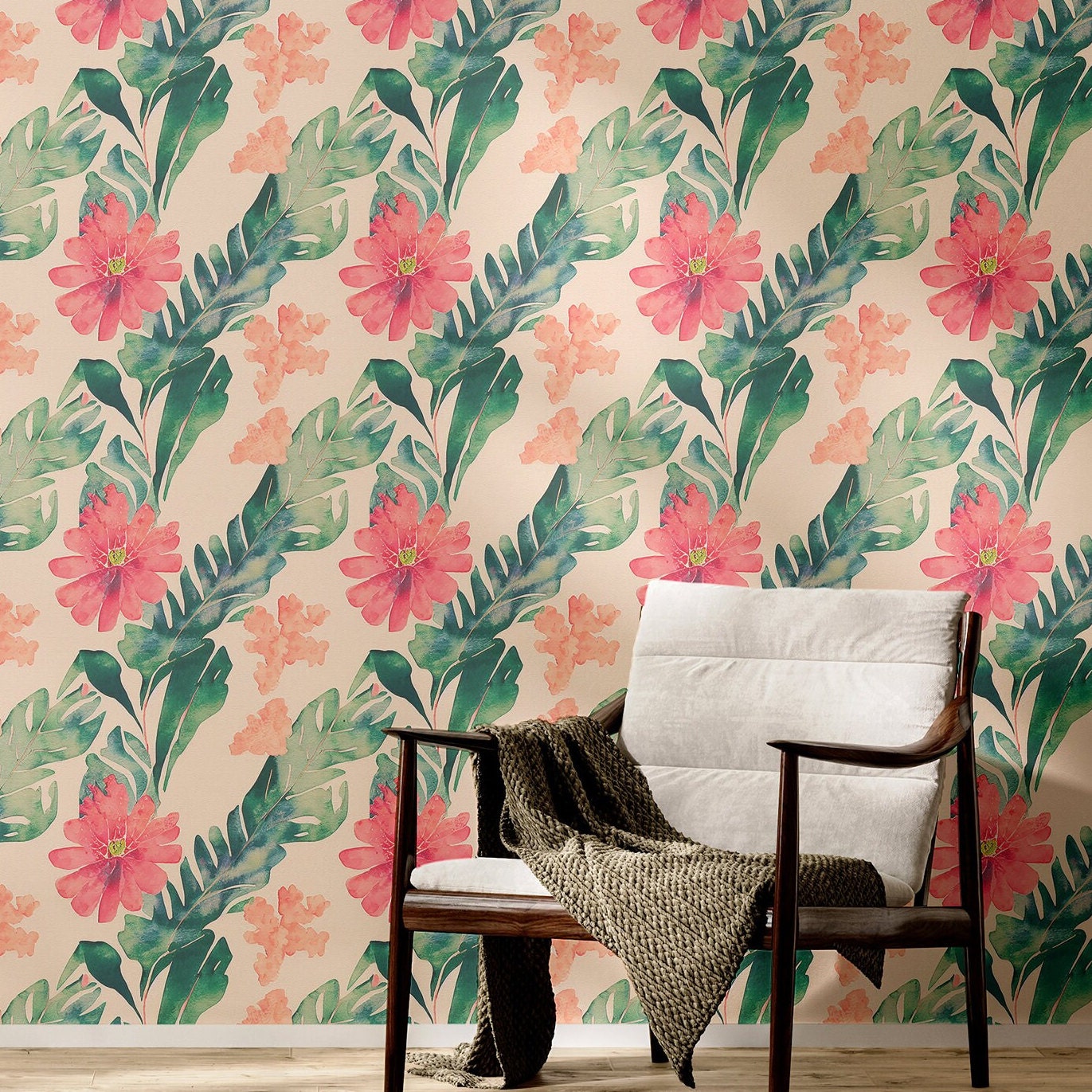 Coastal Wallpaper Tropical Watercolor Wall Decor