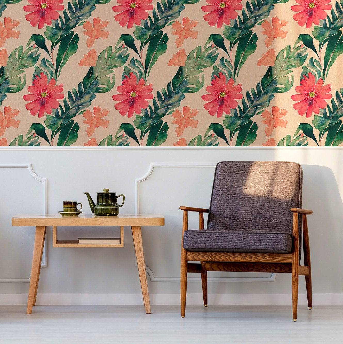 Coastal Wallpaper Tropical Watercolor Wall Decor