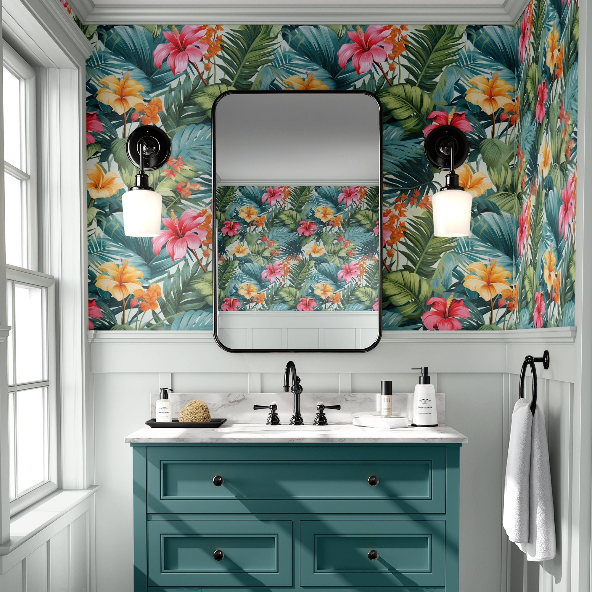 Tropical Wallpaper Retro Floral Wall Decor