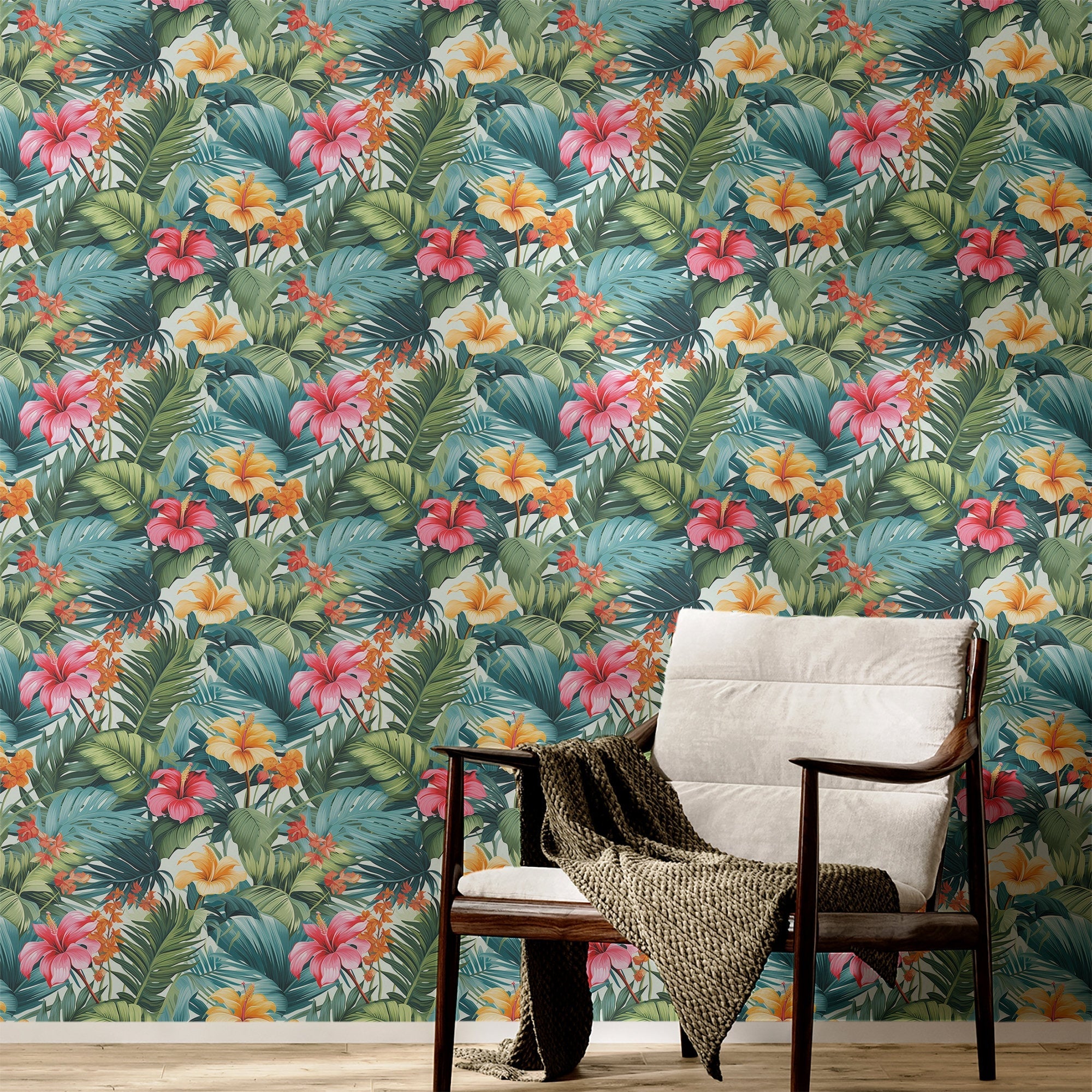 Tropical Wallpaper Retro Floral Wall Decor